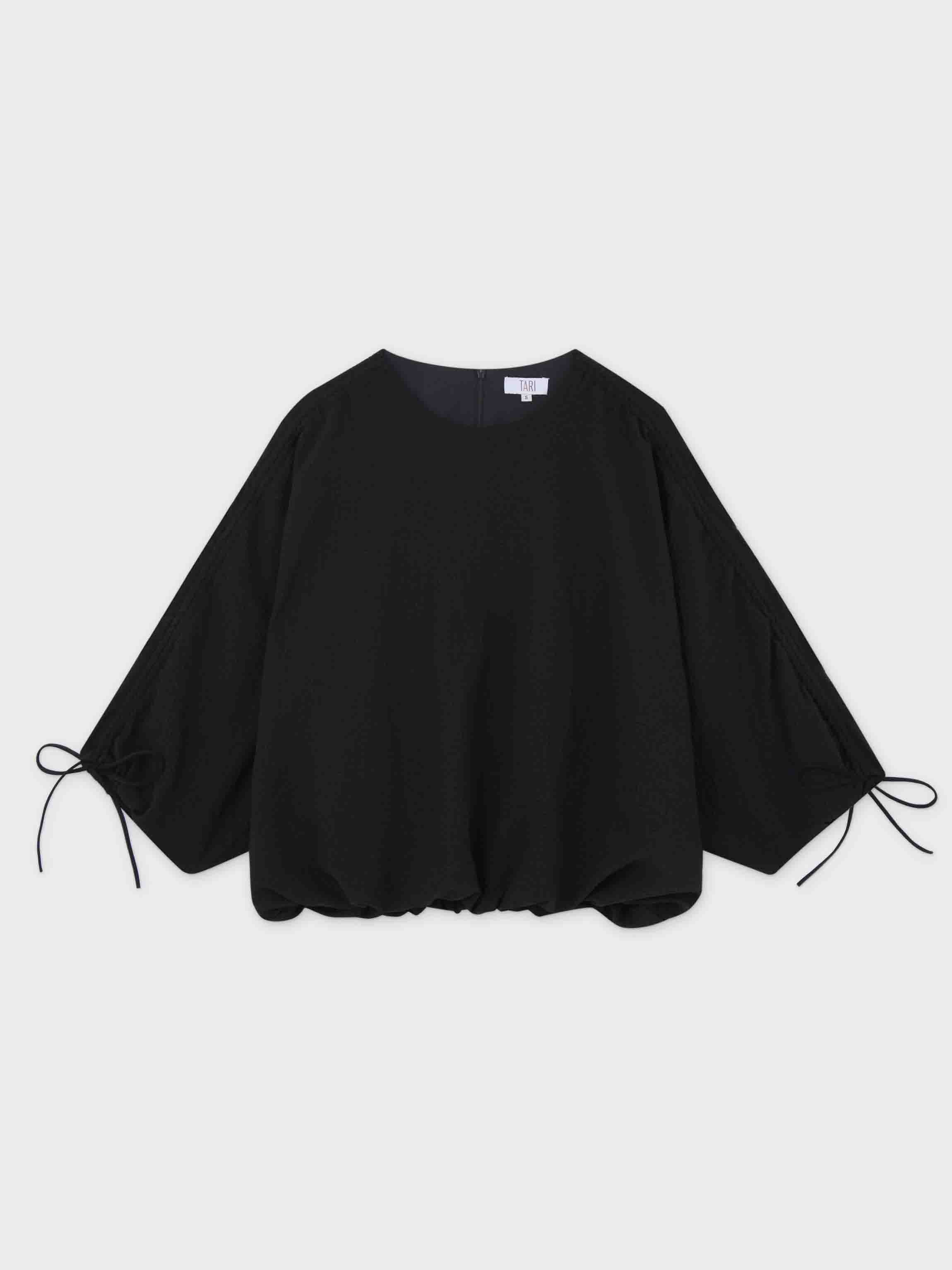 Textured Bubble Top-Black