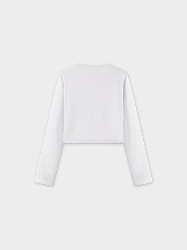 Flat Ribbed Trim Shrug-White