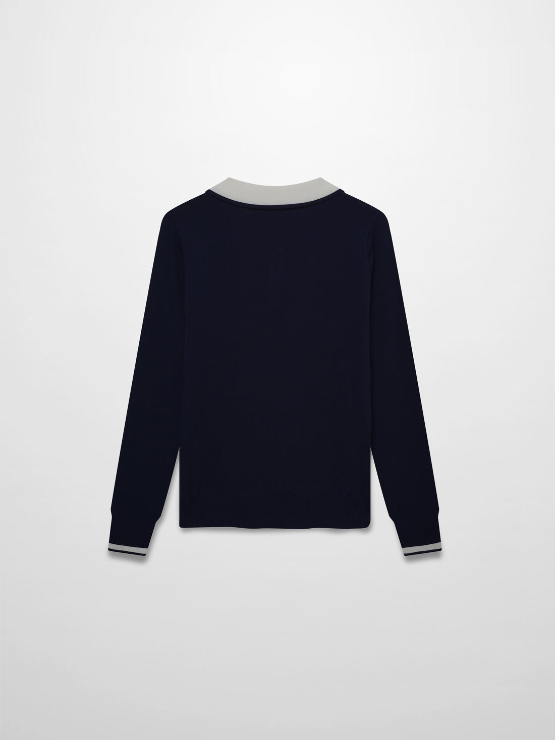 Pearl Button Collar Sweater-Navy/Cream