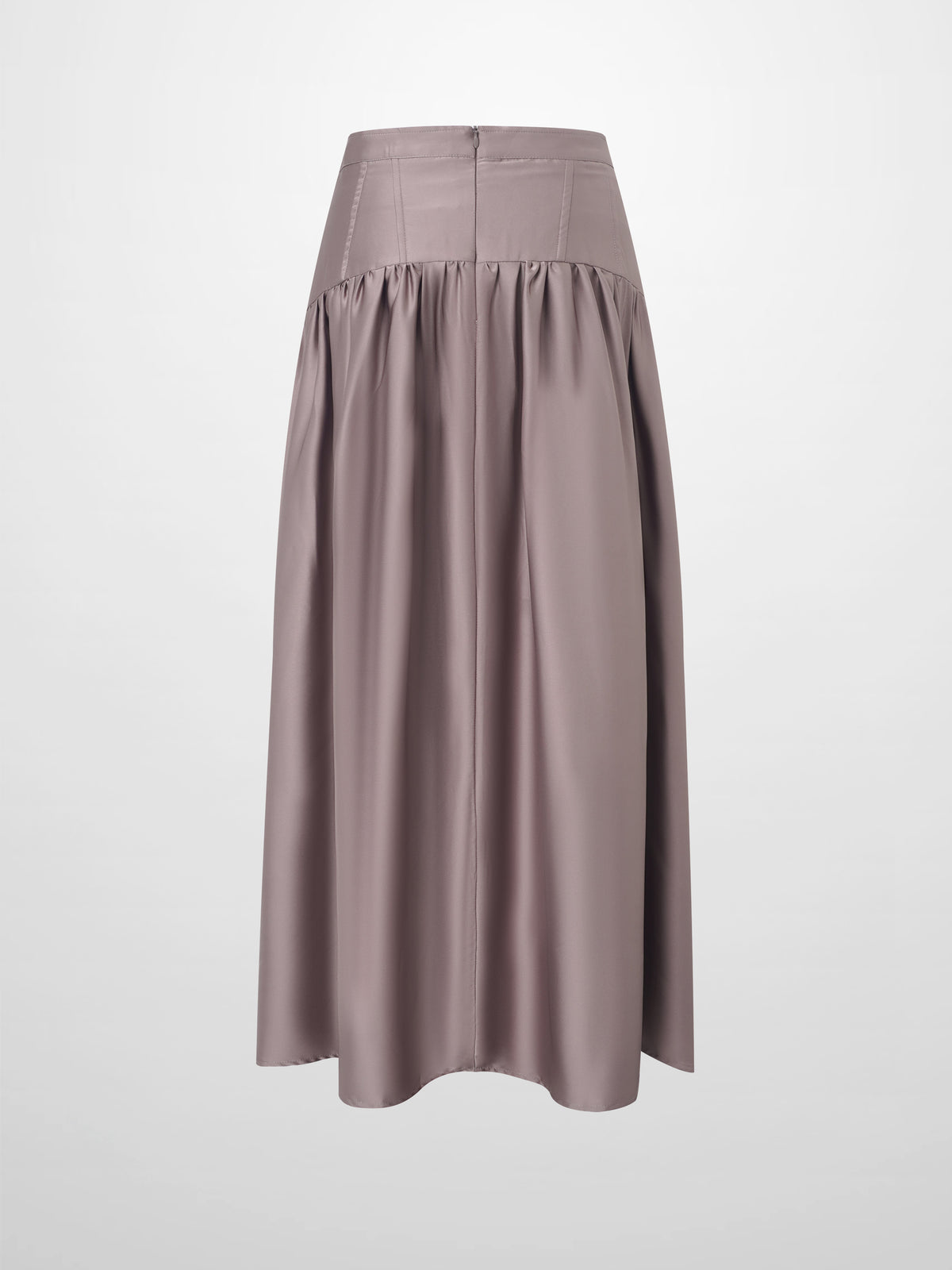 Yoke Stitched Faux Satin Skirt - Mauve