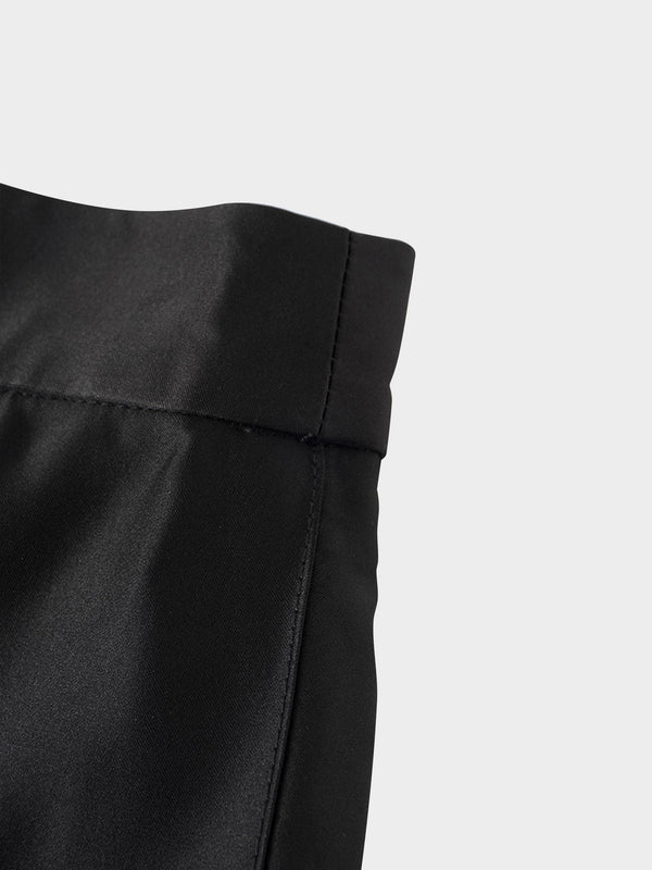 Lux Satin Pleated Skirt 26"-Black