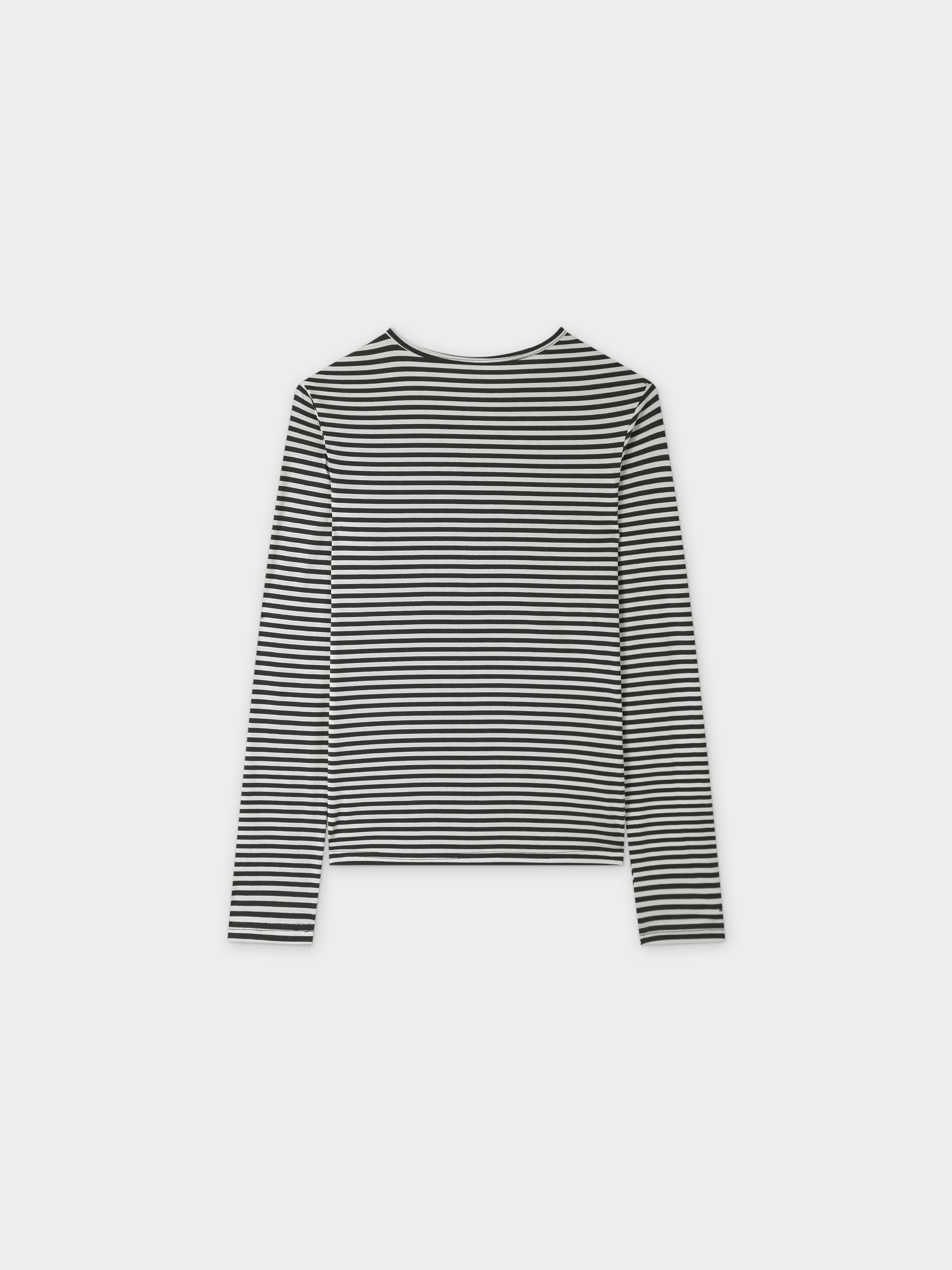 Thin Stripe High V Tee-Cream/Olive