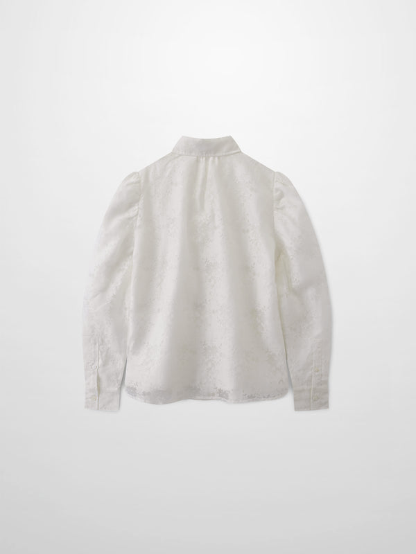 Puff Sleeve Lace Burnout-White