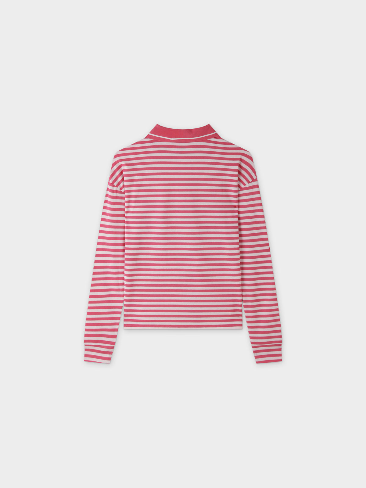 Striped Collar Tee-Pink/White