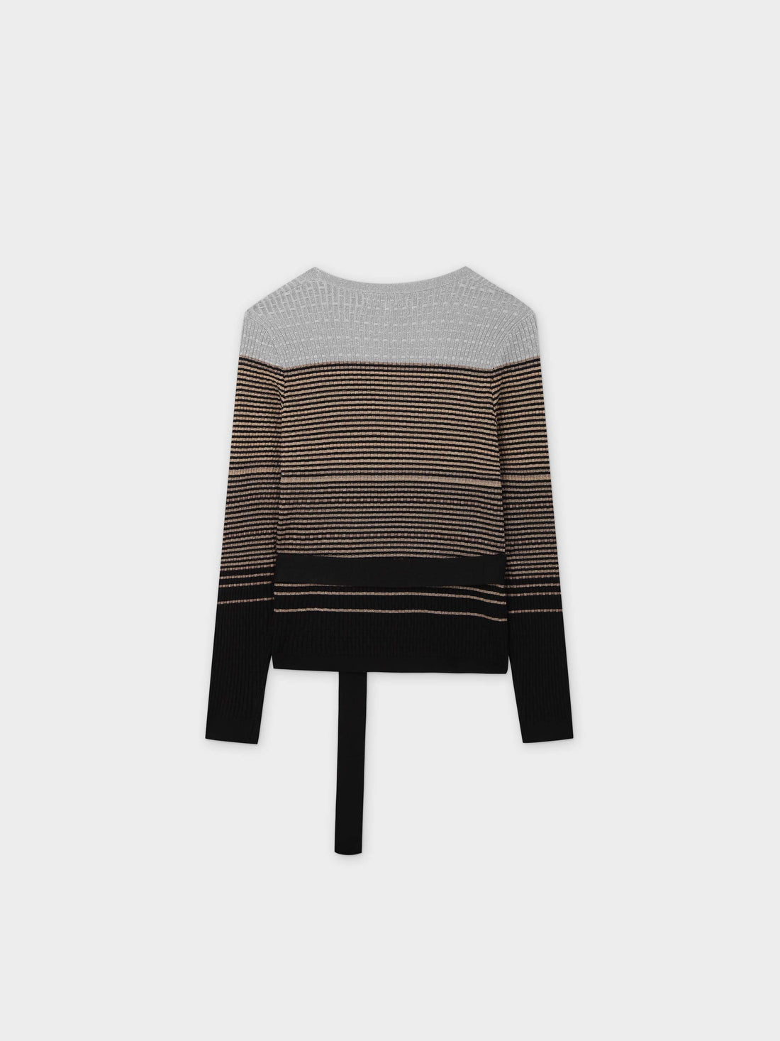 Lurex Stripe Wrap Sweater-Gold/Silver/Black