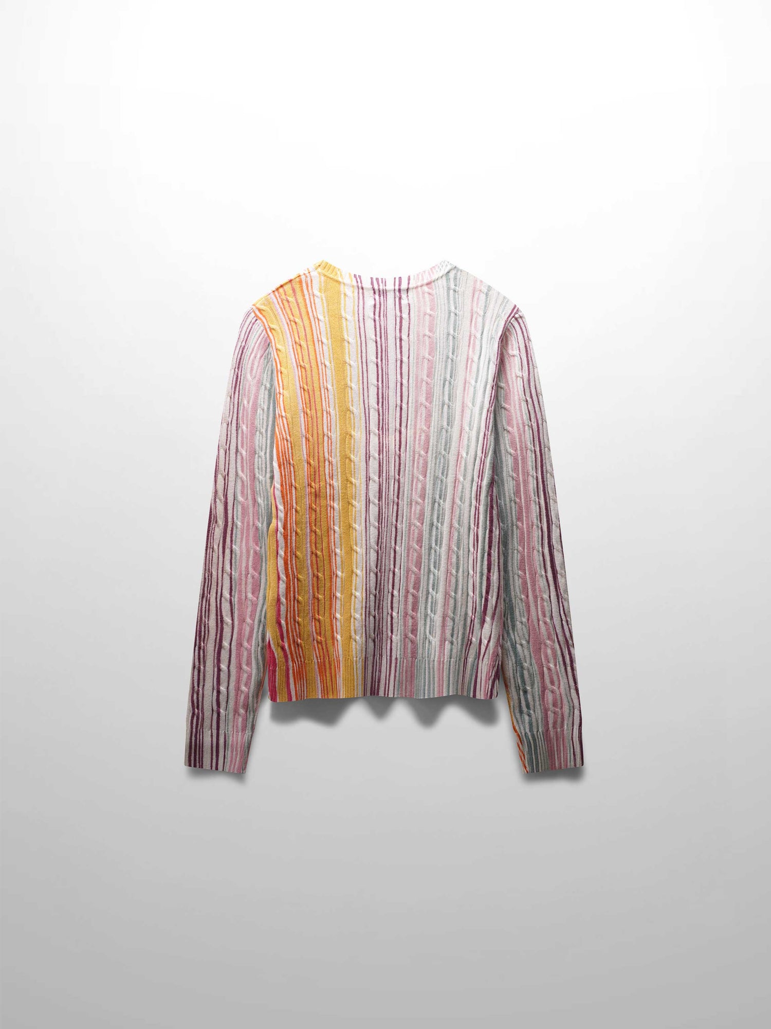 Printed Cable Knit Sweater-Pastel Stripes