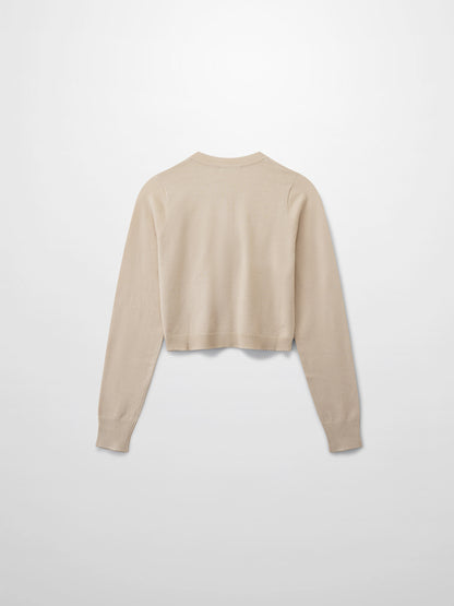 Embellished Cluster Crop Cardigan-Vanilla