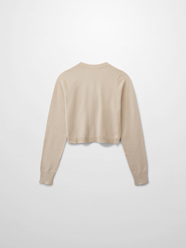 Embellished Cluster Crop Cardigan-Vanilla