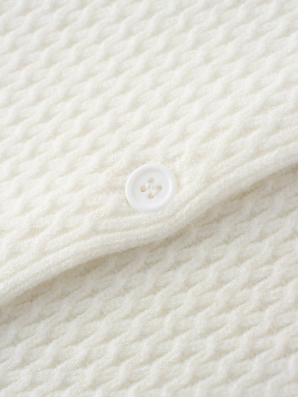 Textured Crew Cardigan-Ivory