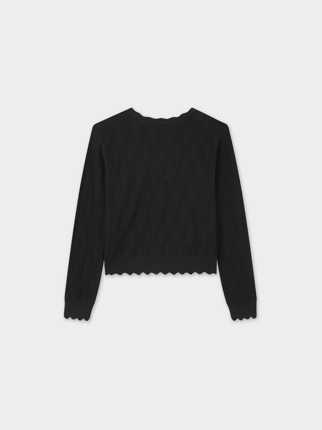 Scalloped Edge Cardigan-Black