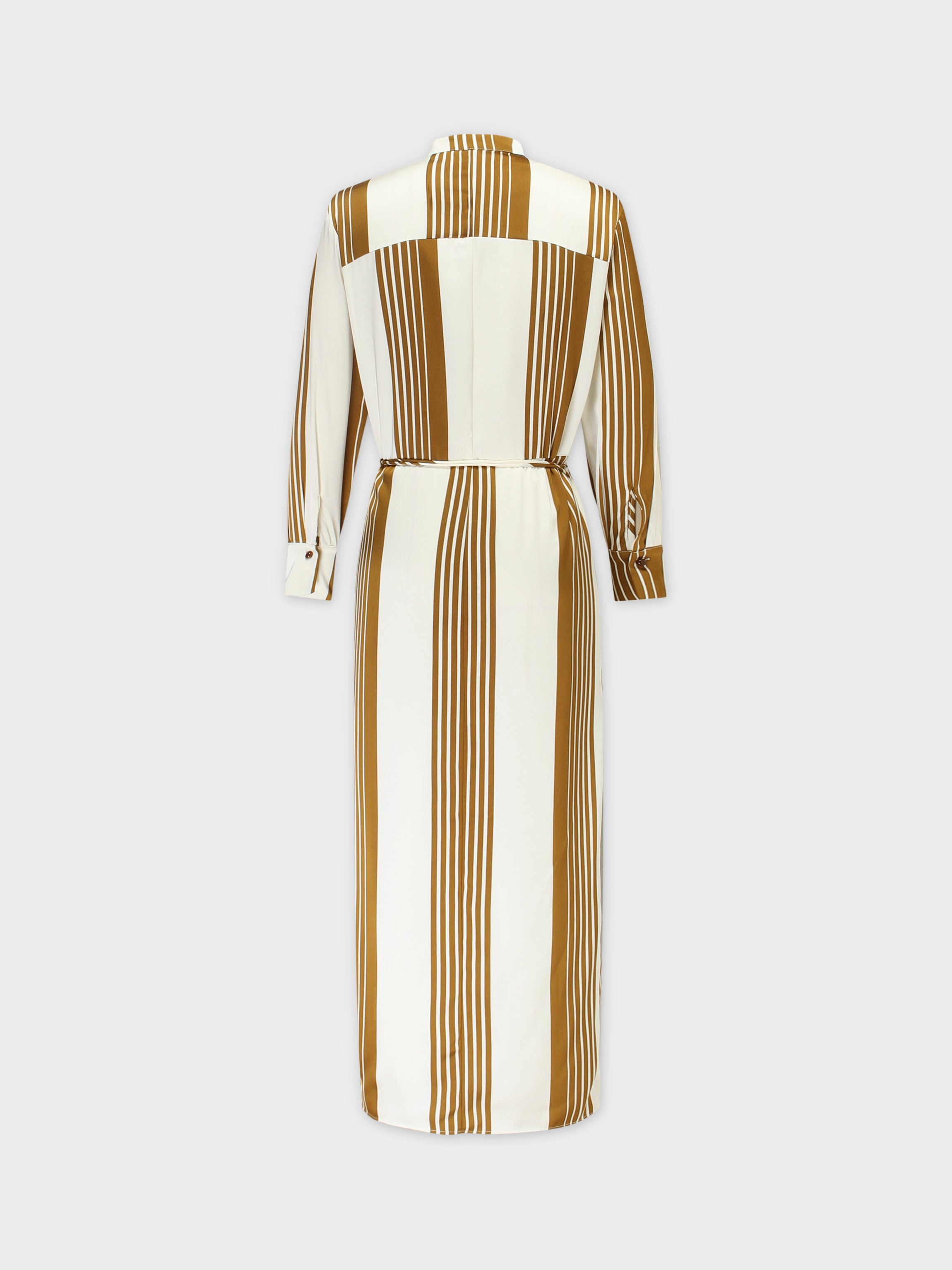 SATIN WRAP DRESS-BRONZE STRIPE