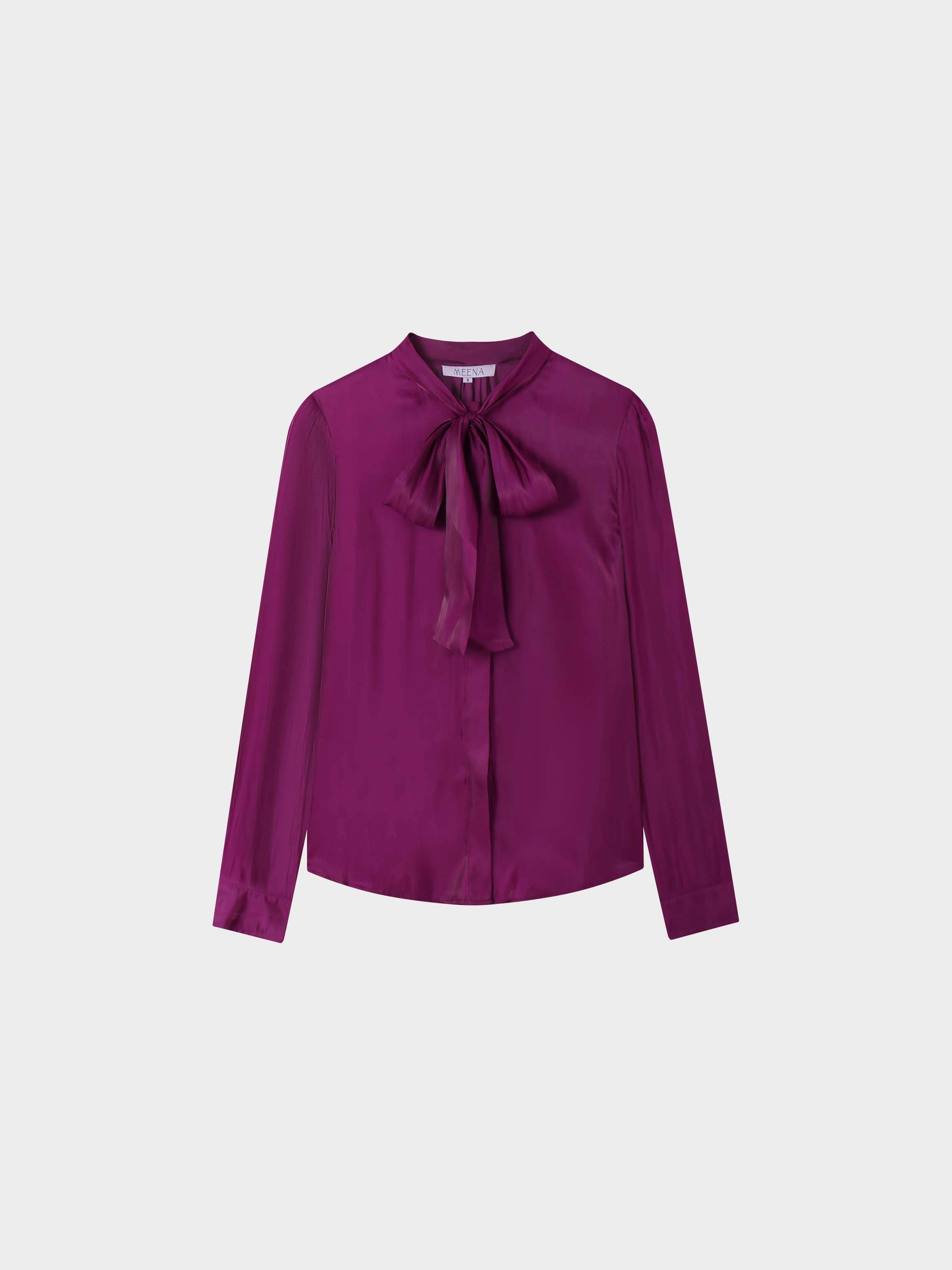 Shimmer Tie Blouse-Fuchsia