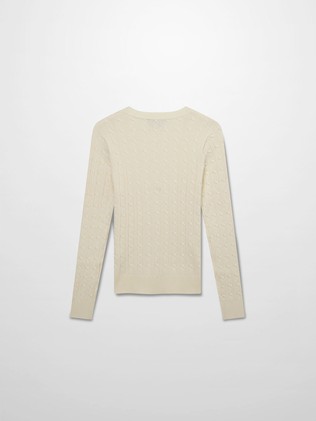 Crew Neck Cable Sweater-Ivory