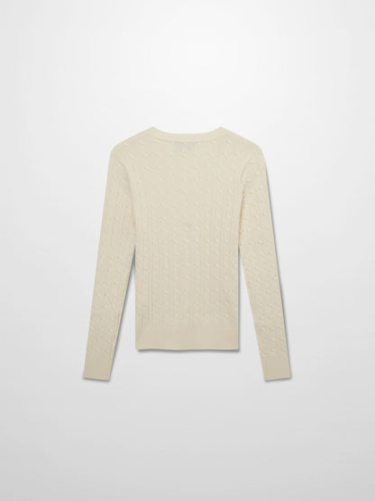 Crew Neck Cable Sweater-Ivory