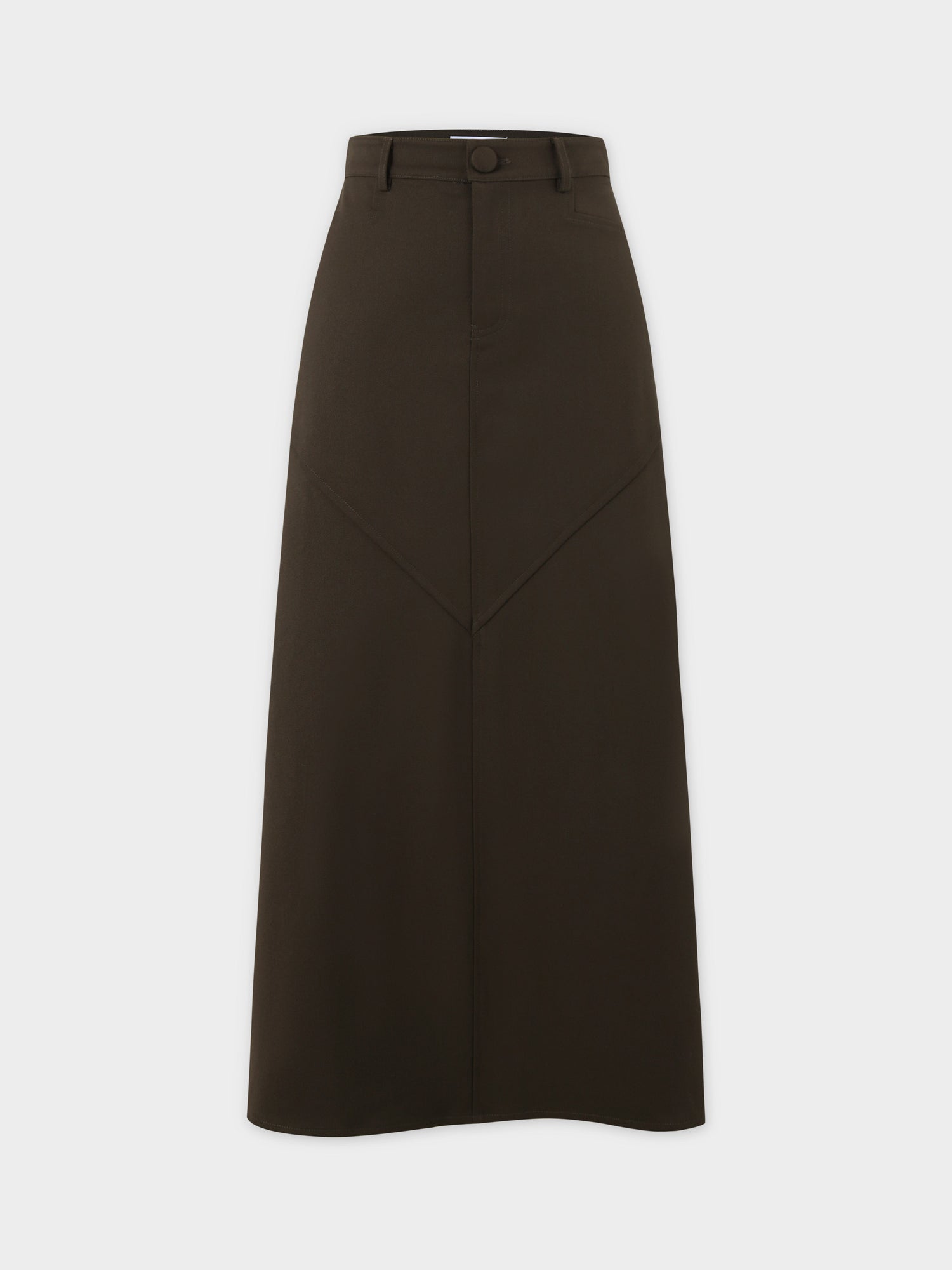 Deep V Wool Skirt-Olive Green