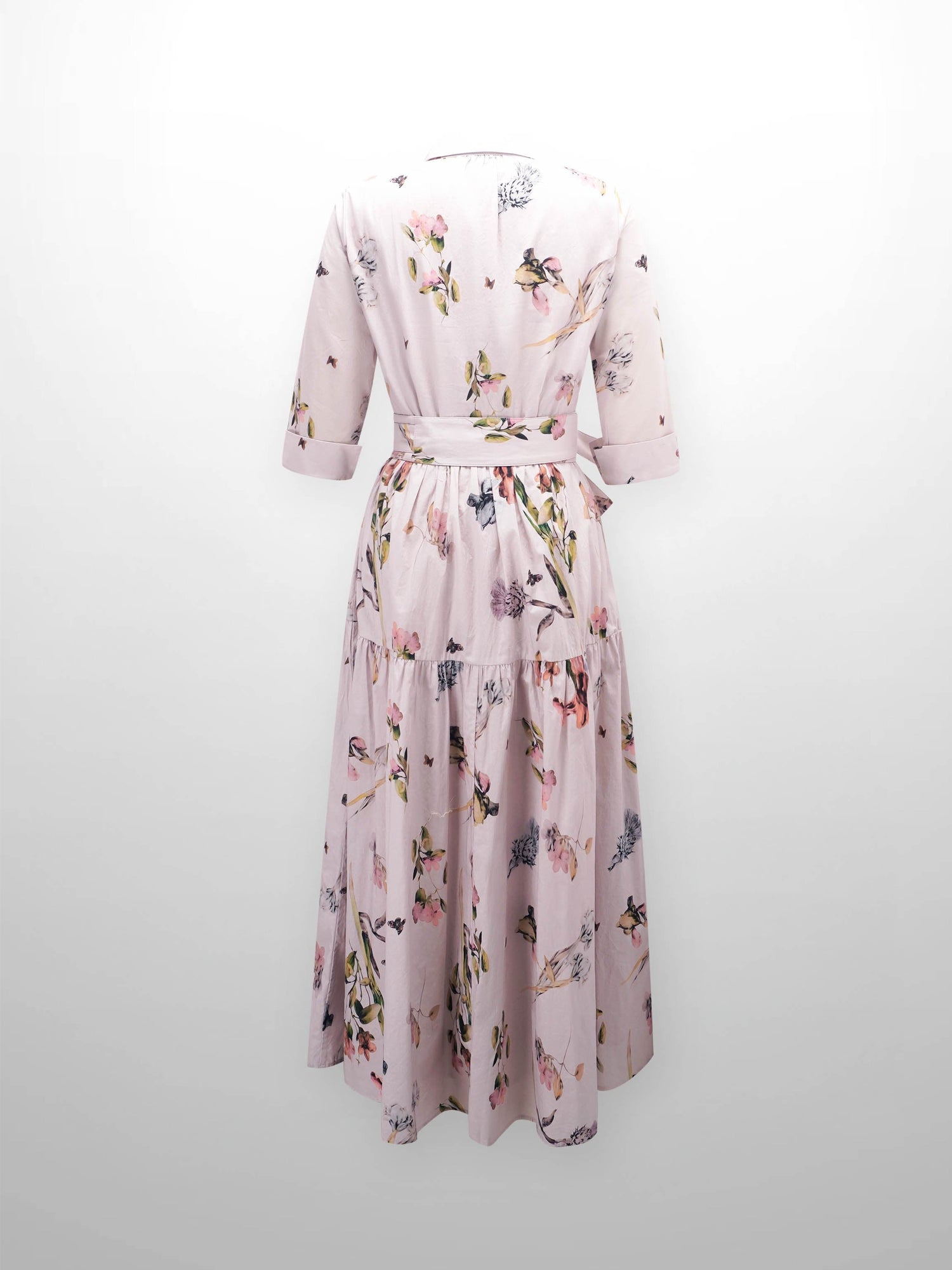 Printed Cotton Belted Shirtdress-Whimsical Floral