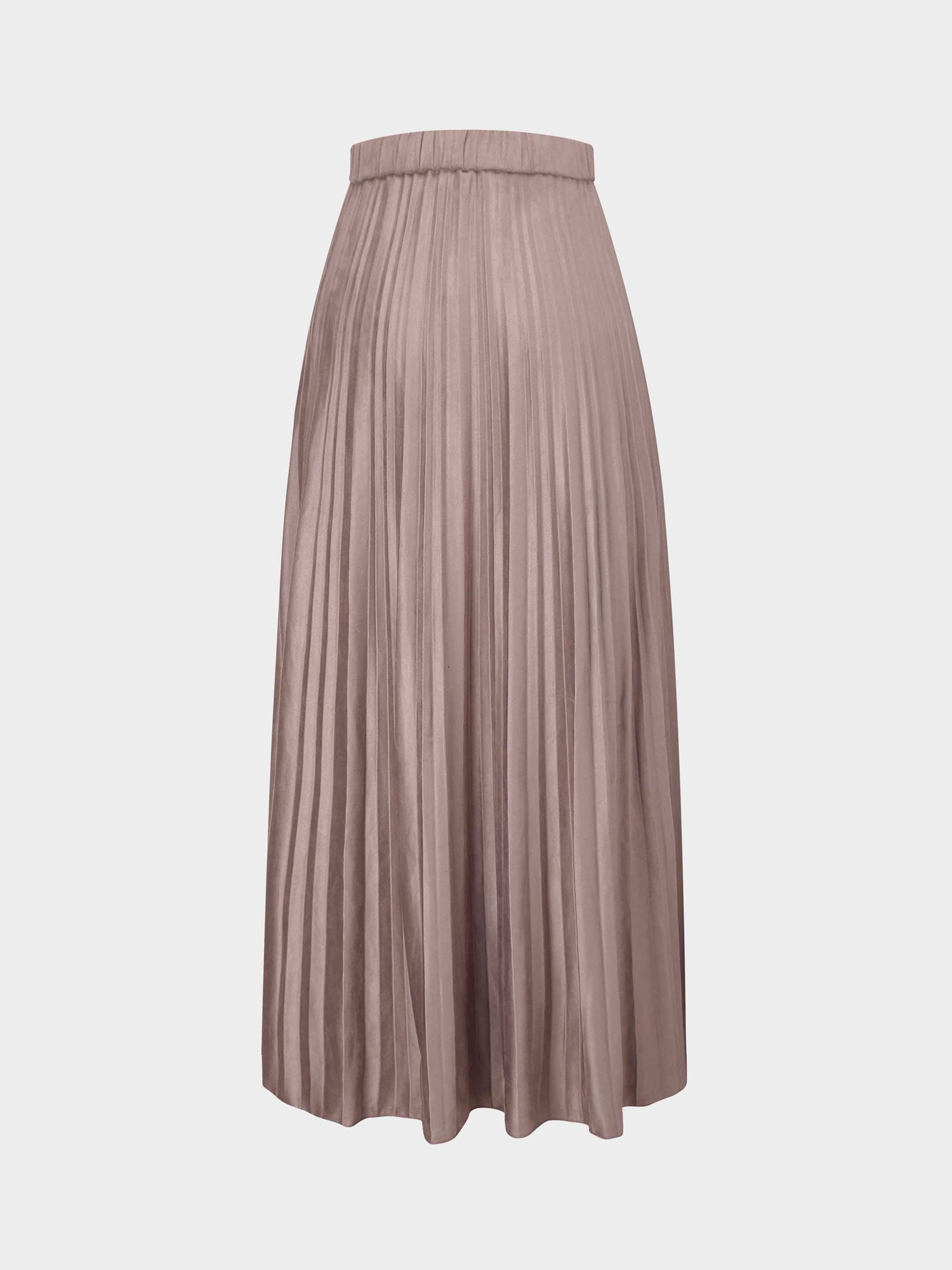 Pleated Suede Skirt 37&quot;-Taupe