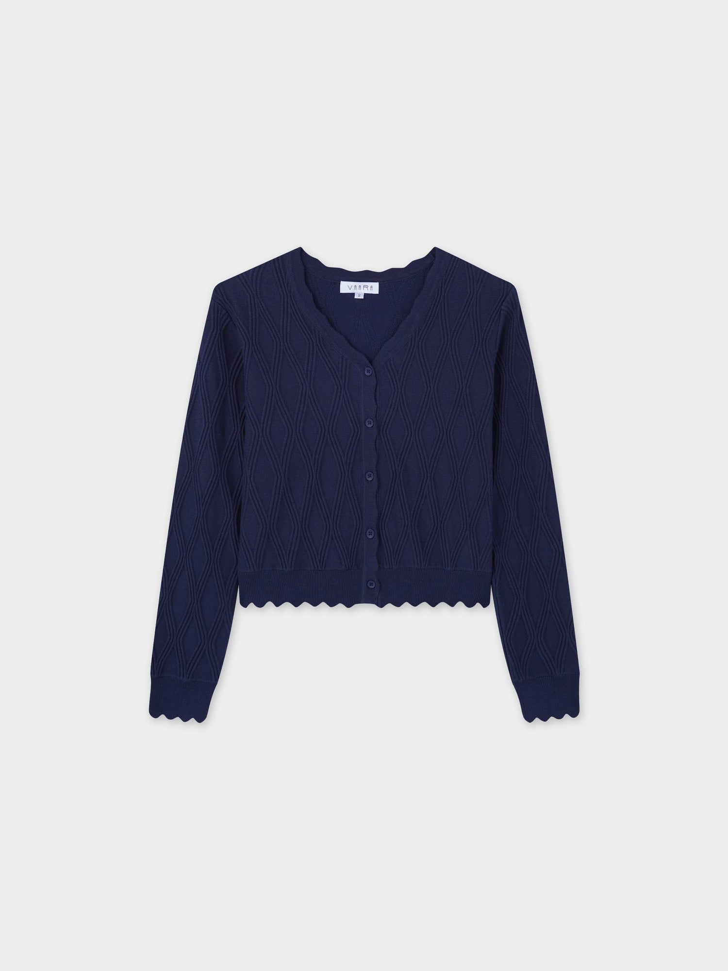 Scalloped Edge Cardigan-Blue