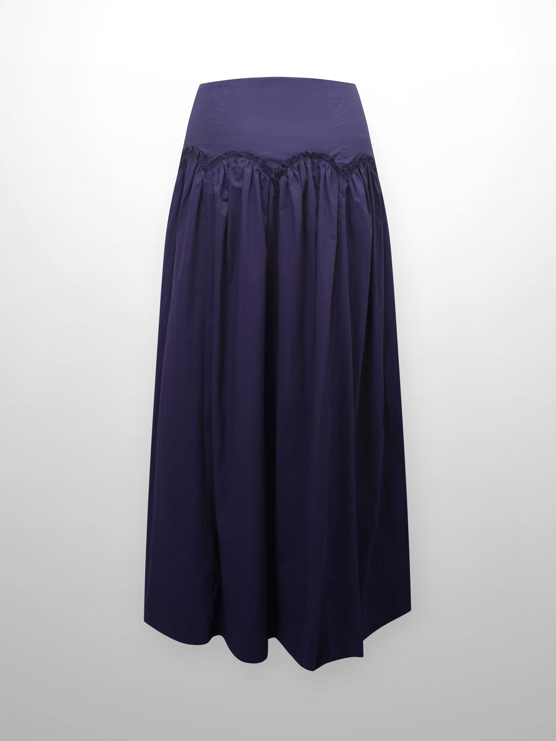 Yoke Ruffle Skirt-Navy