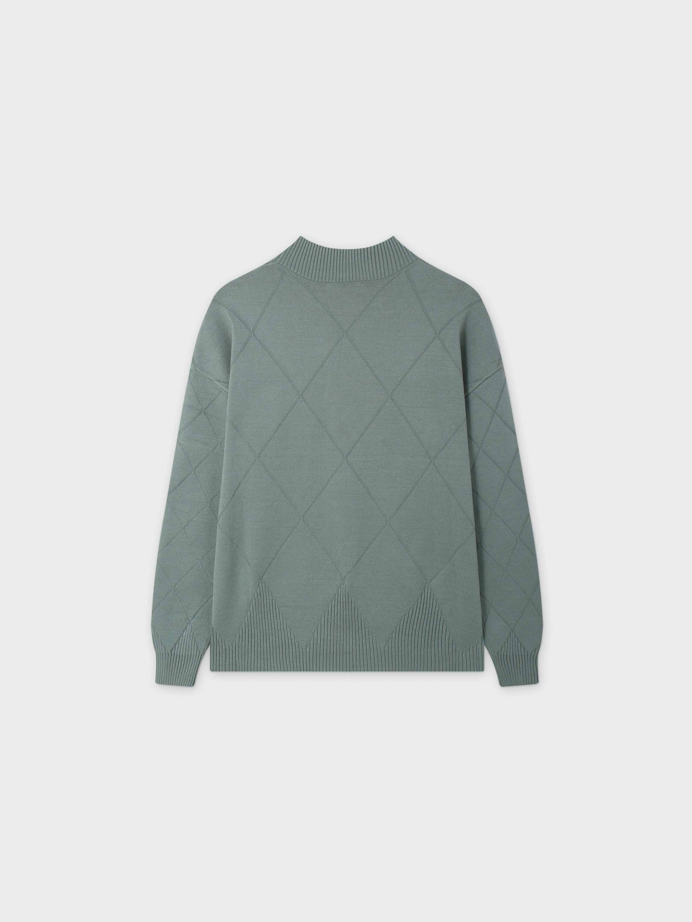 Oversized Diamond Detail Sweater-Seafoam