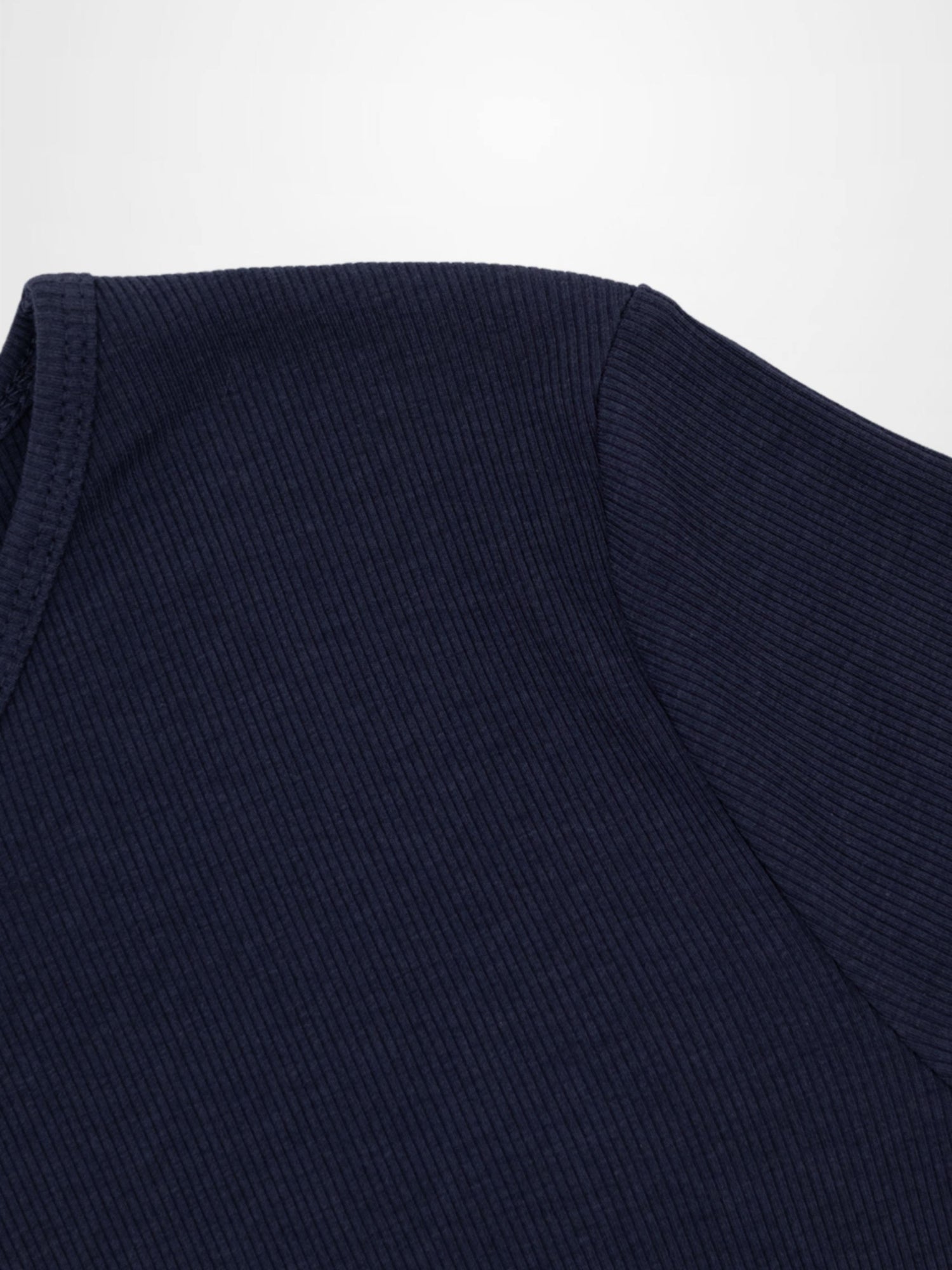 Soft Ribbed High V Tee-Dark Navy