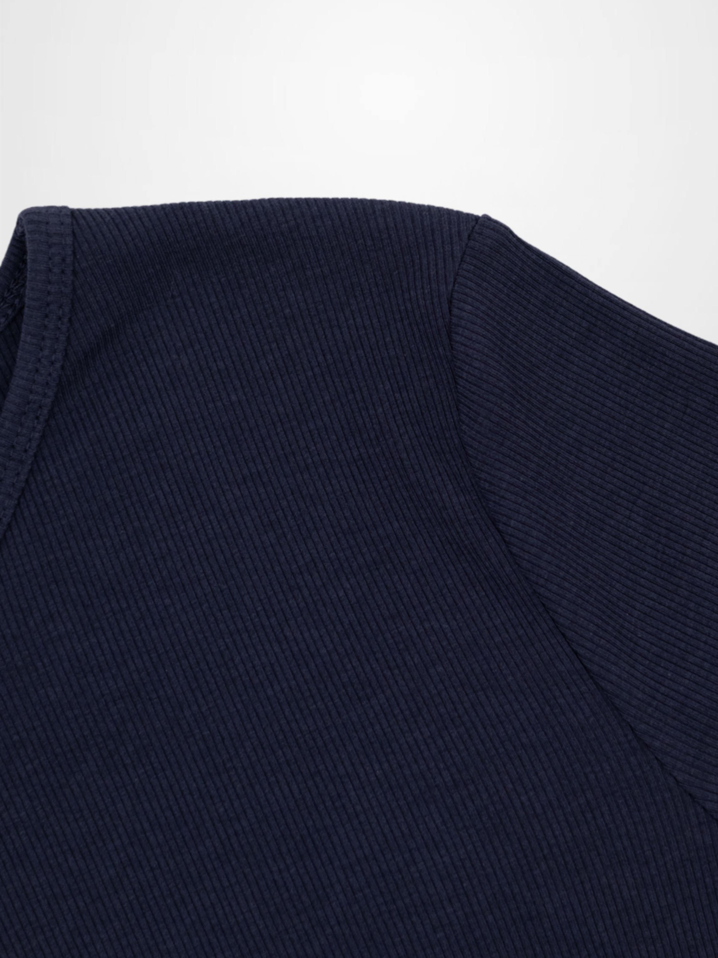 Soft Ribbed High V Tee-Dark Navy