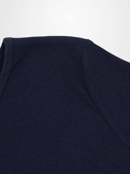Soft Ribbed High V Tee-Dark Navy
