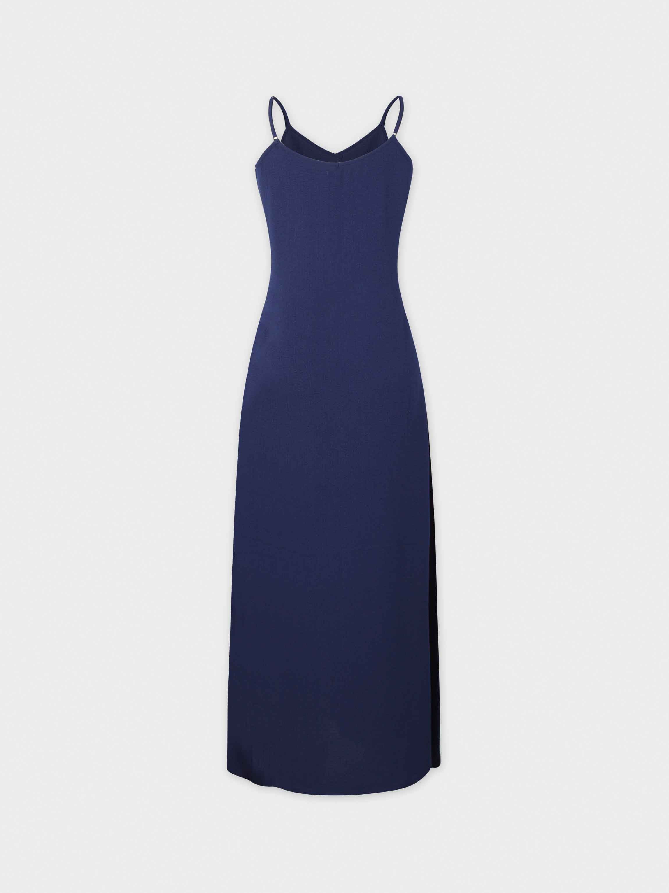 Textured Slip Dress-Navy