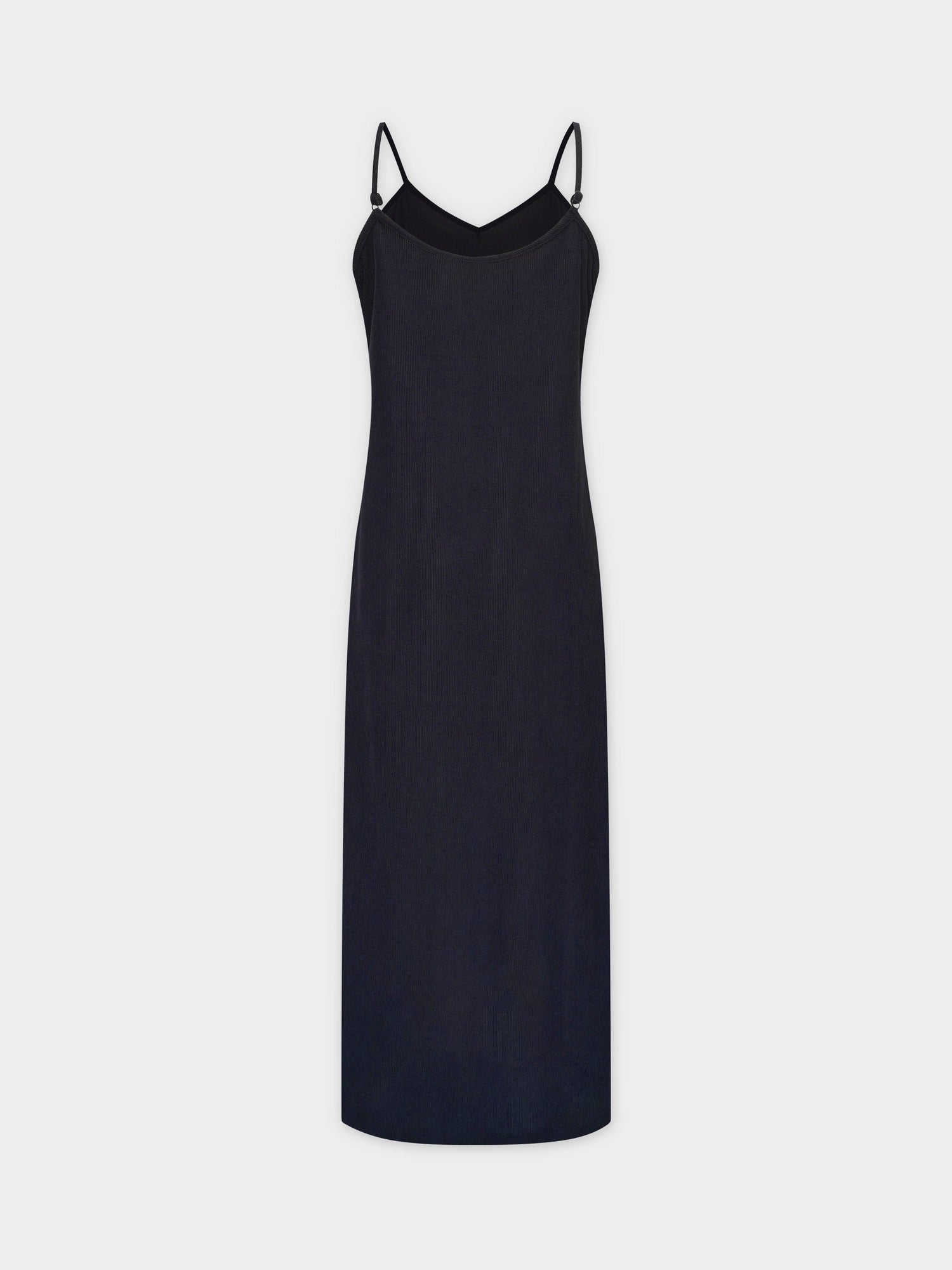 Corduroy Slip Dress-Black