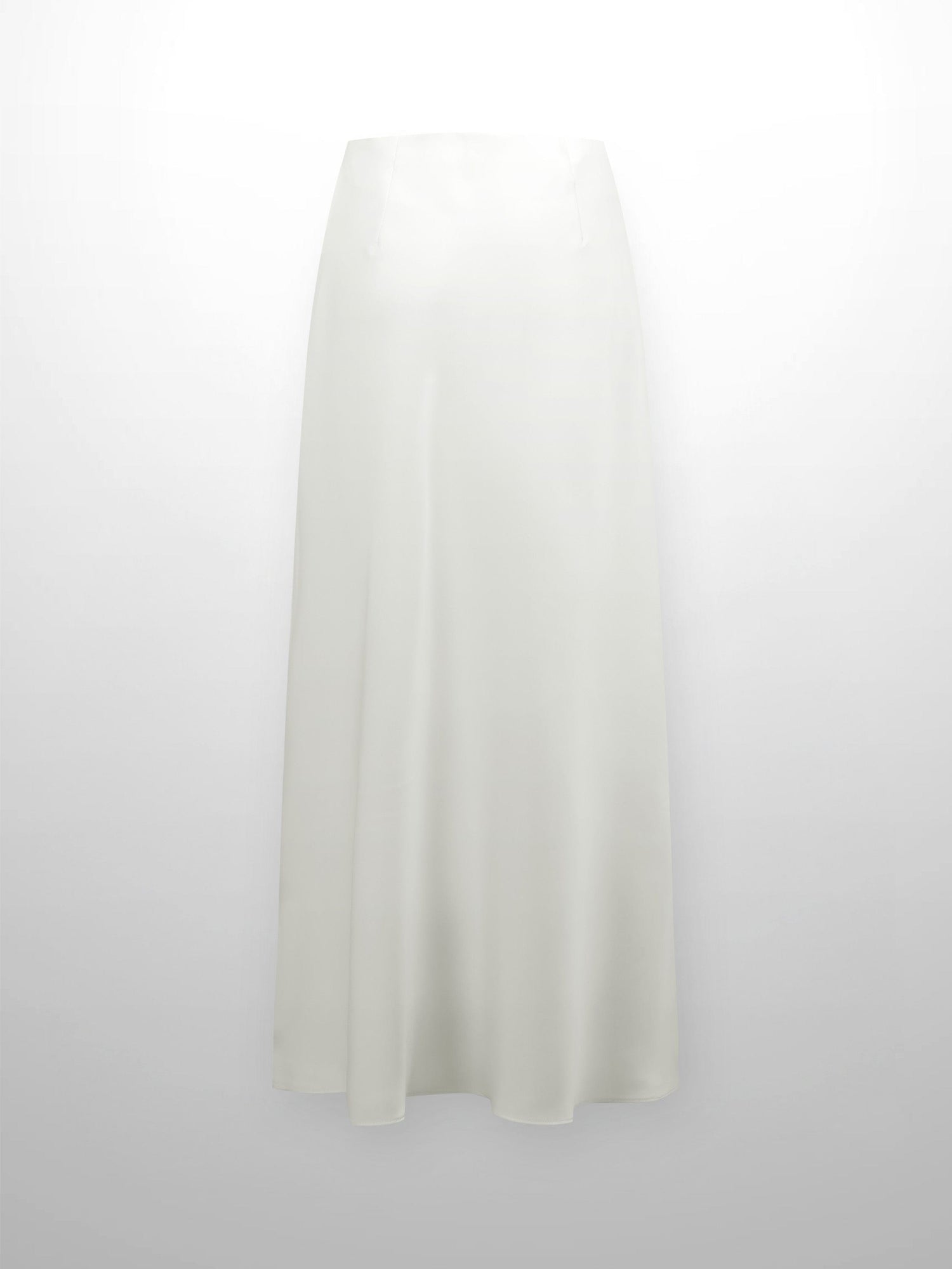 Solid Faux Satin Slip Skirt-Ivory