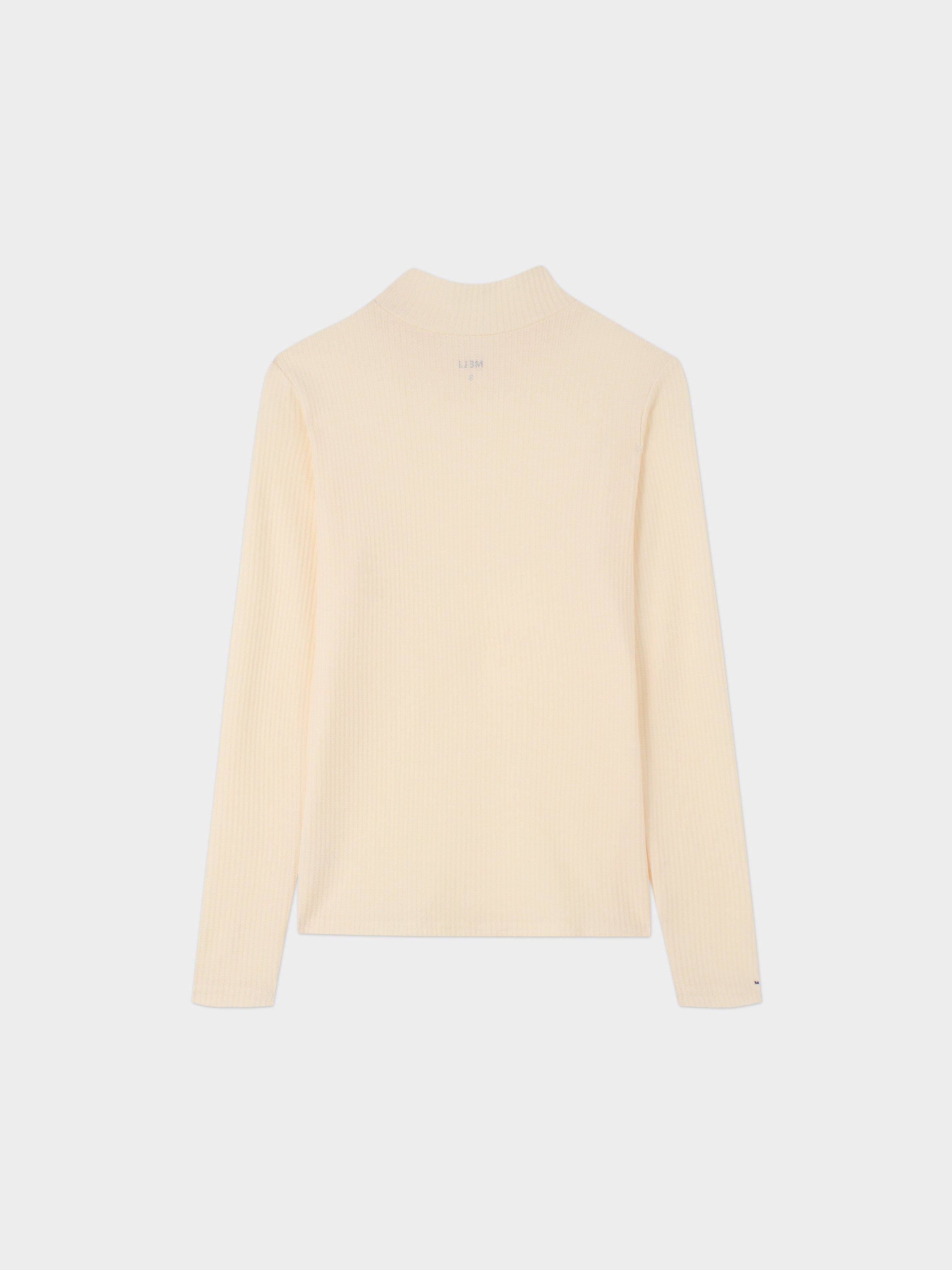 Textured Stretch Turtleneck-Ivory