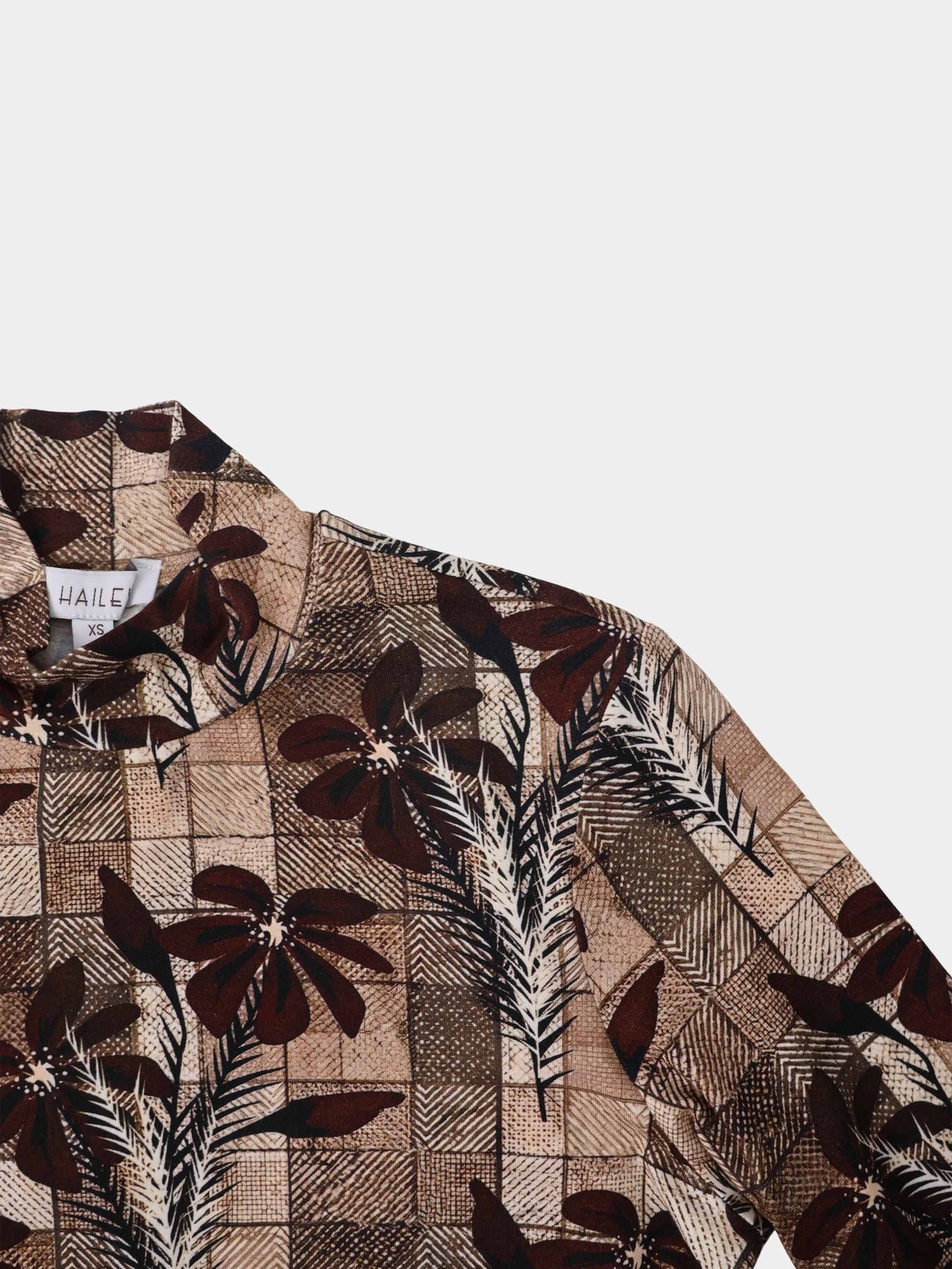 Printed Modal Turtleneck - Brown Plaid