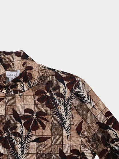Printed Modal Turtleneck - Brown Plaid