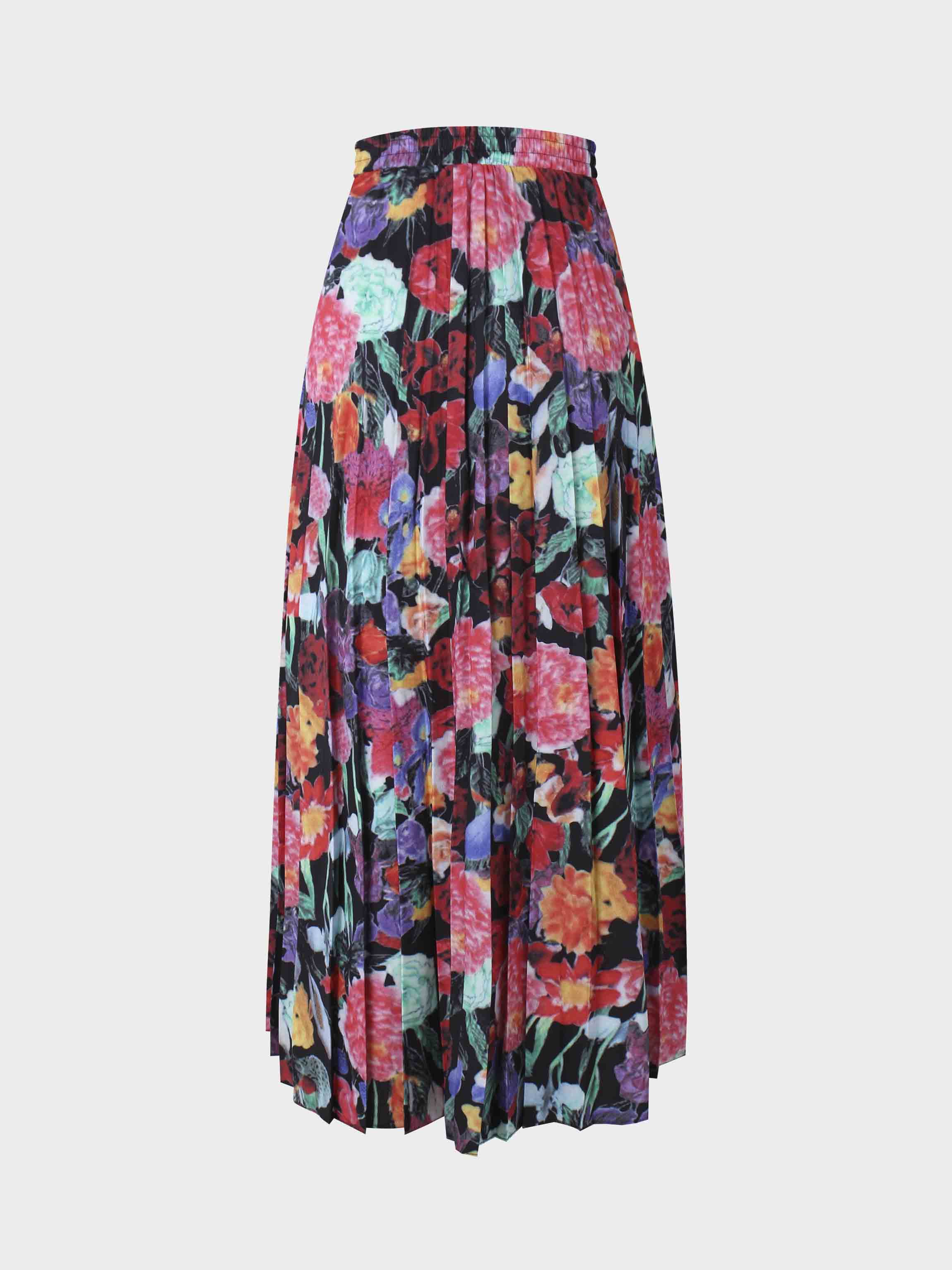 Covered Band Pleated Skirt 37&quot;-Vibrant Flowers