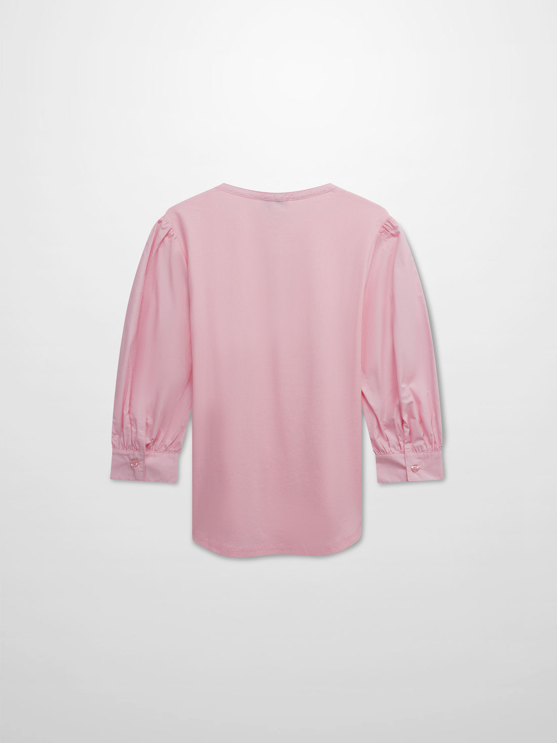 Puff Sleeve Ribbed T-Shirt-Pink