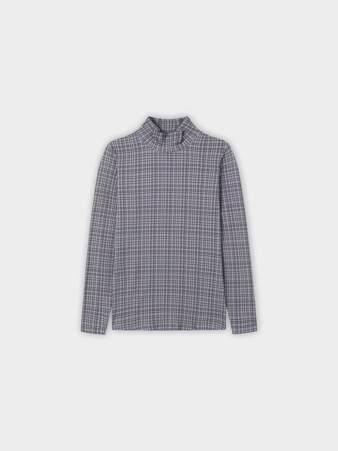 Printed Modal Turtleneck-Grey Plaid