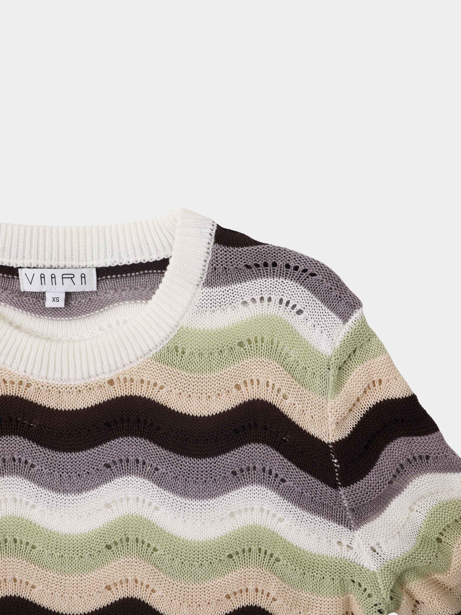 Crochet Stripe Sweater - Brown/Green/Cream