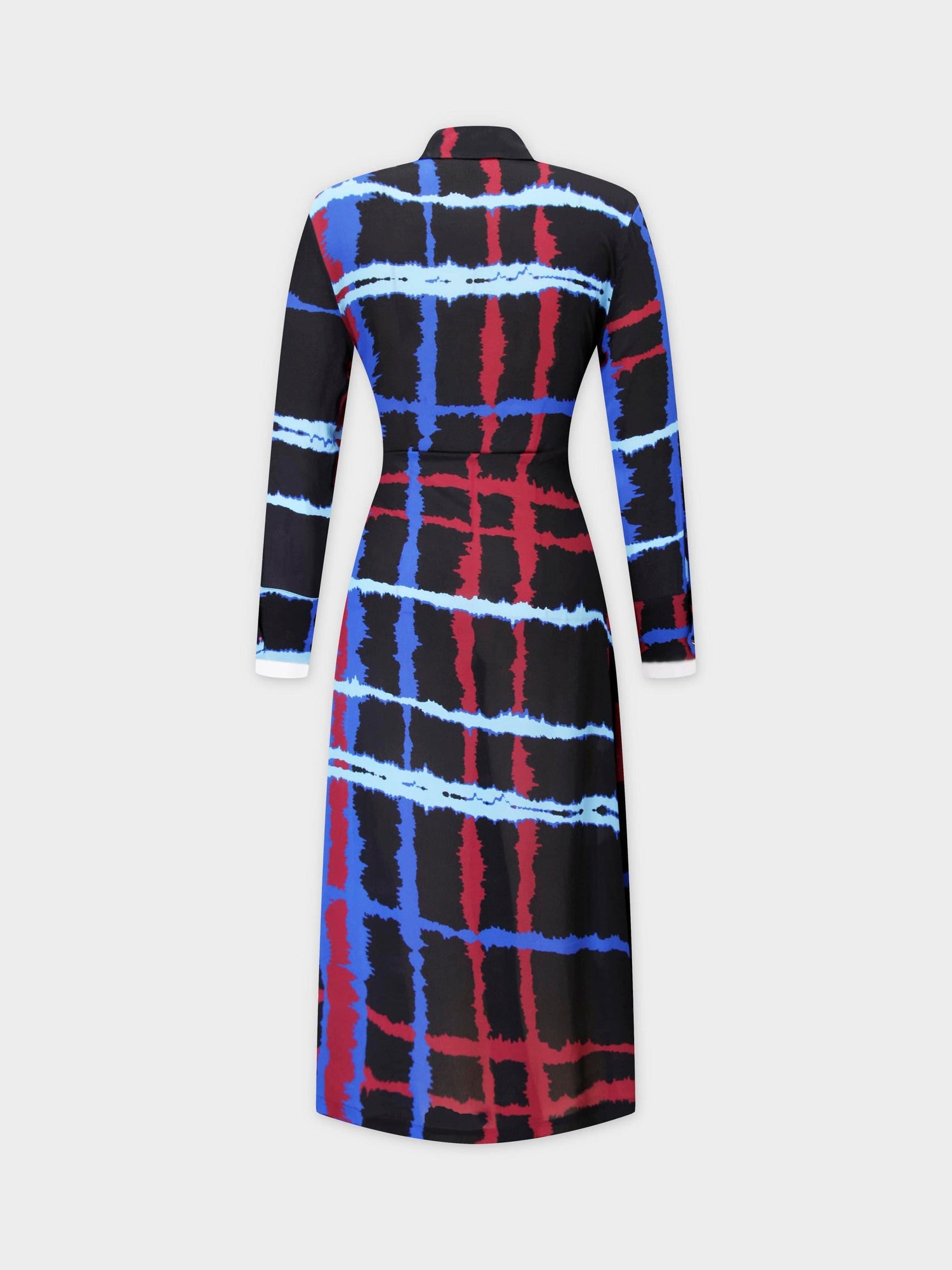 U Shape Wrap Prong Dress-Tie Dye Plaid