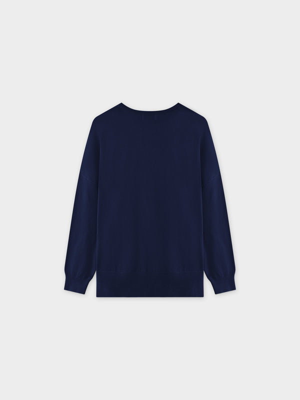 Oversized Lightweight Sweater-Navy