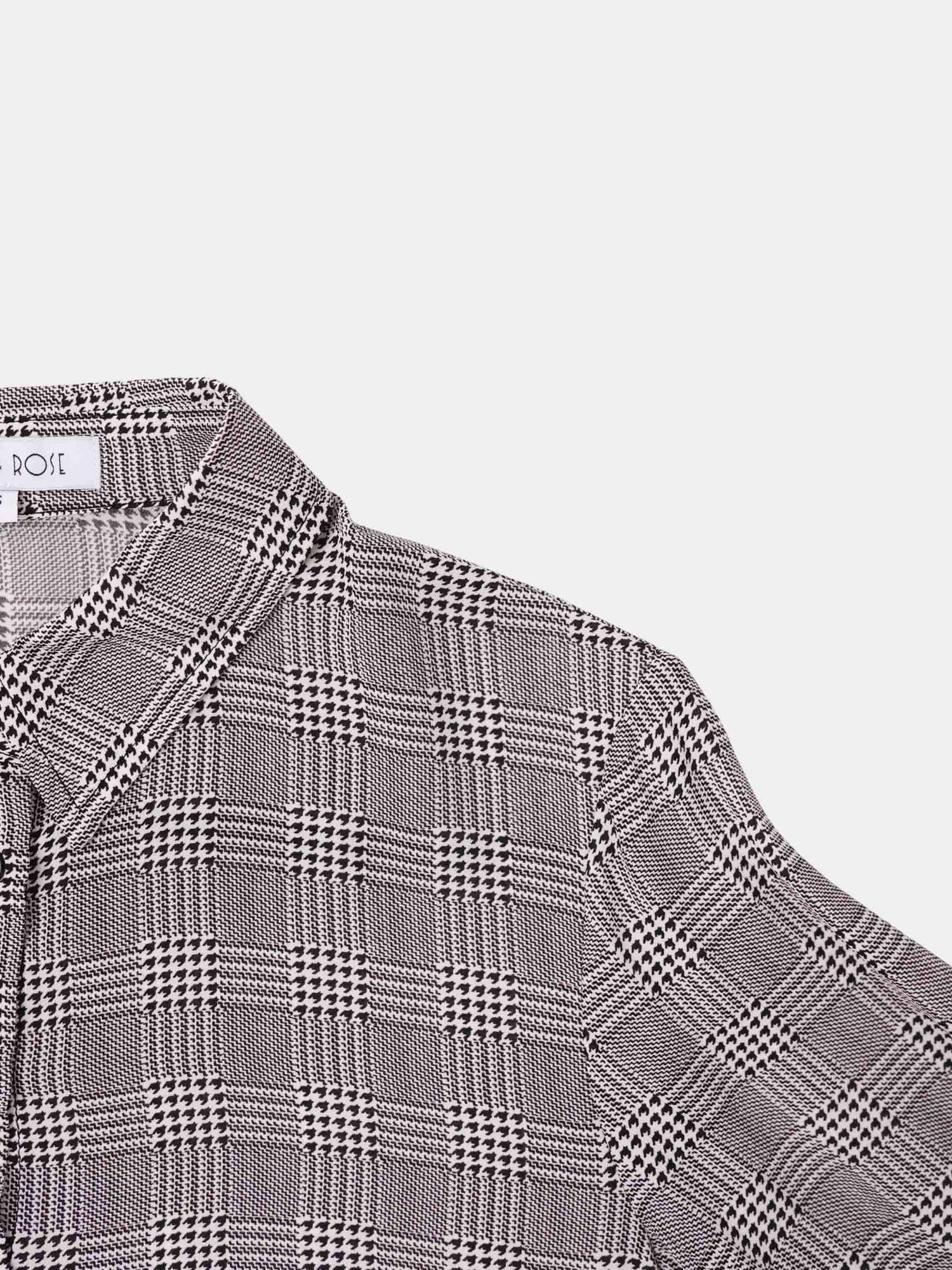 Houndstooth Button Down Blouse-Black/White