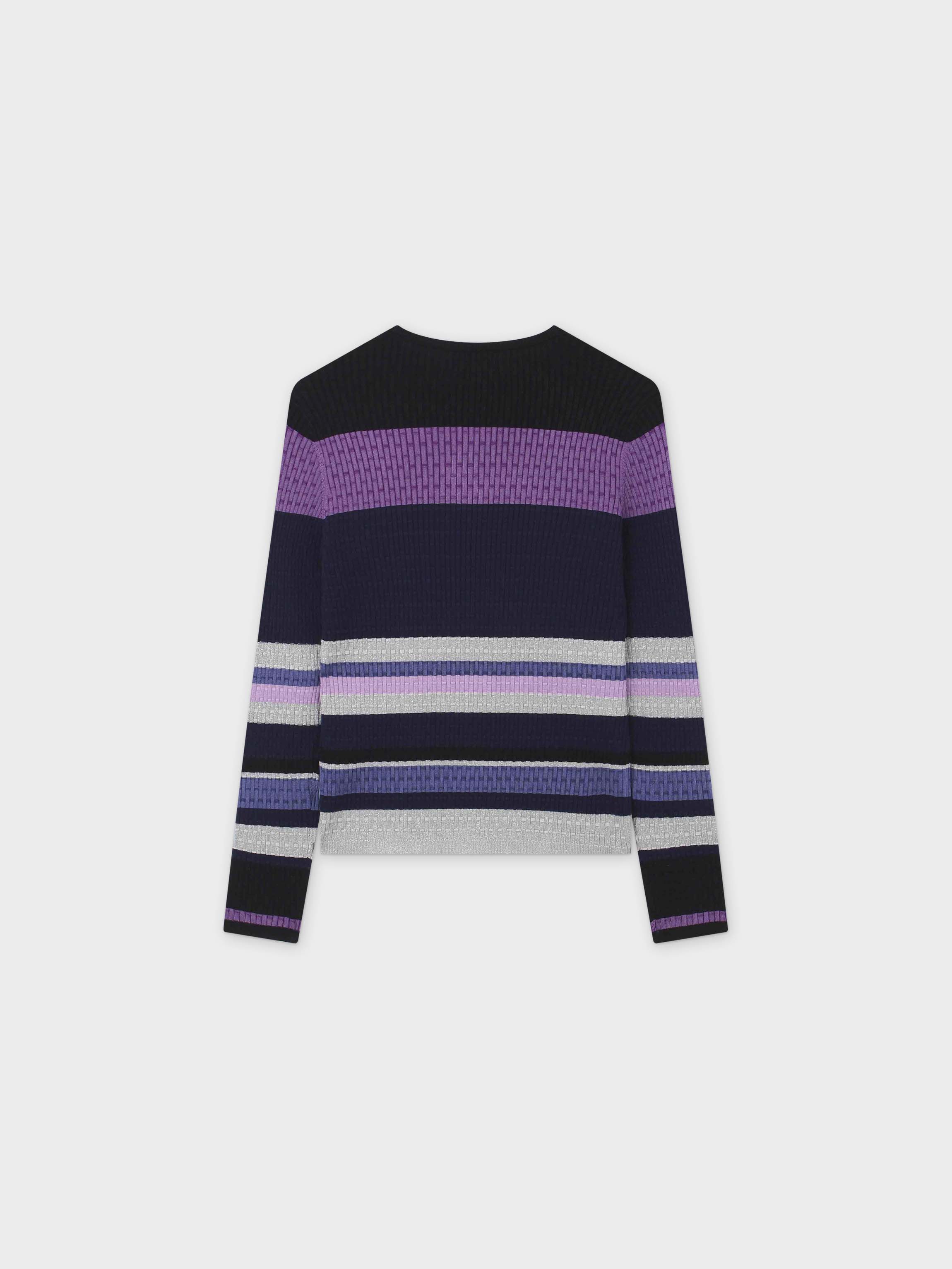 Lurex Stripe Sweater-Purple/Blue