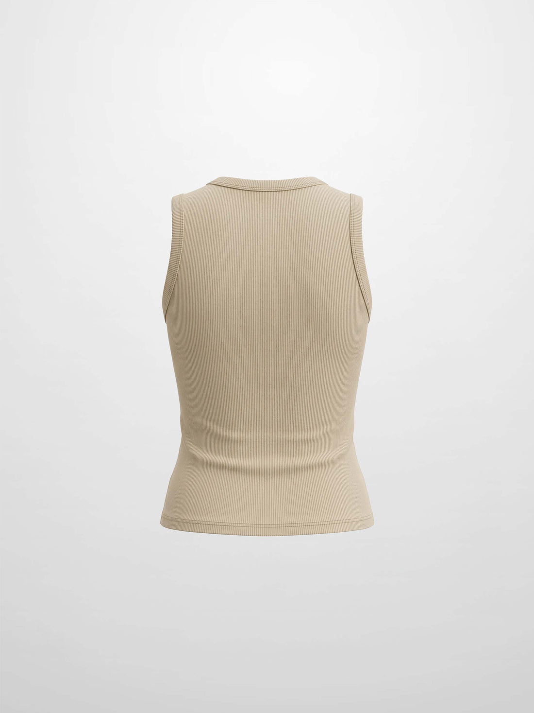 RIBBED CREW SLEEVELESS SHELL-TAN
