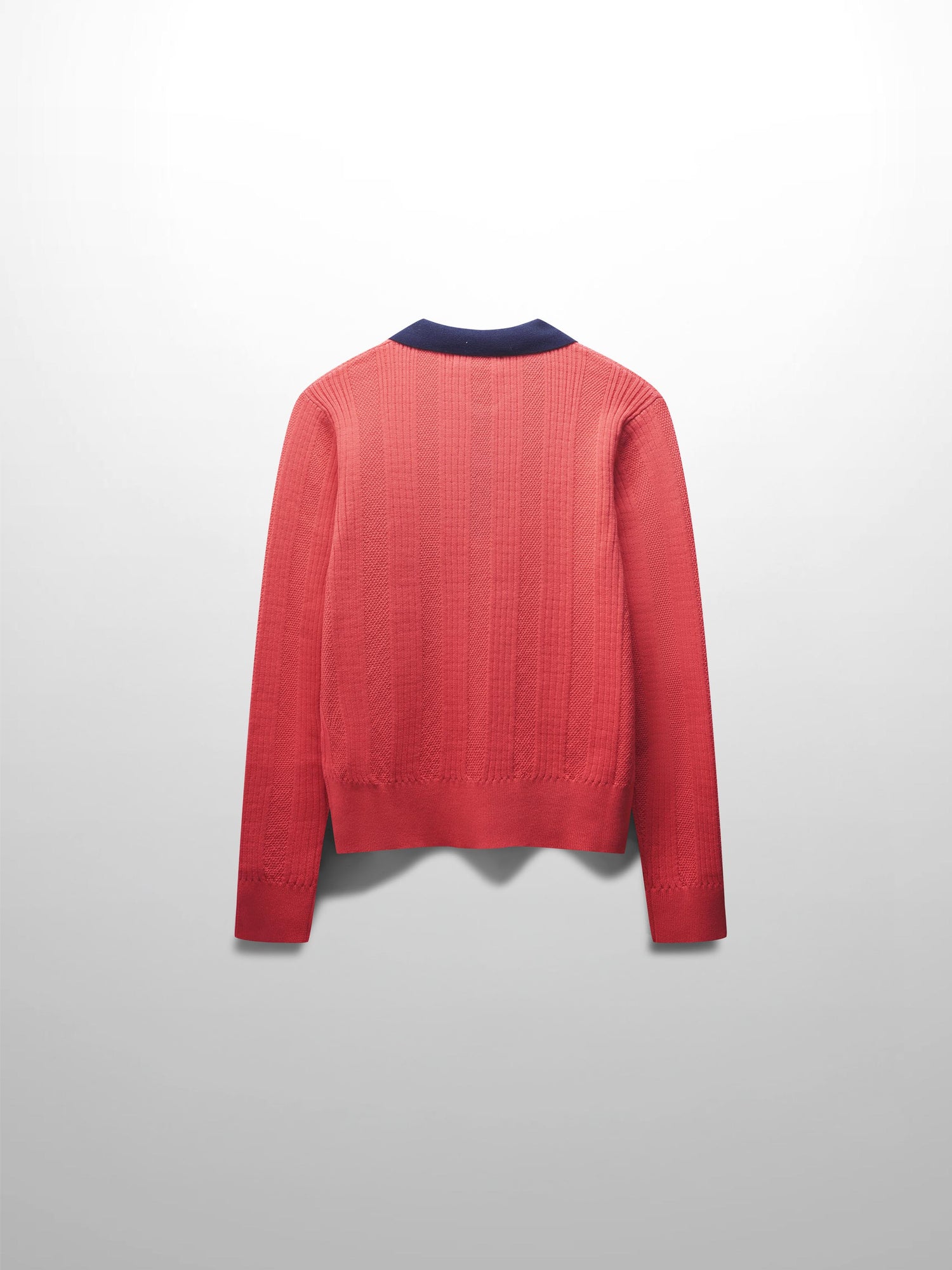 Knit Detail Collar Sweater-Fuchsia/Navy