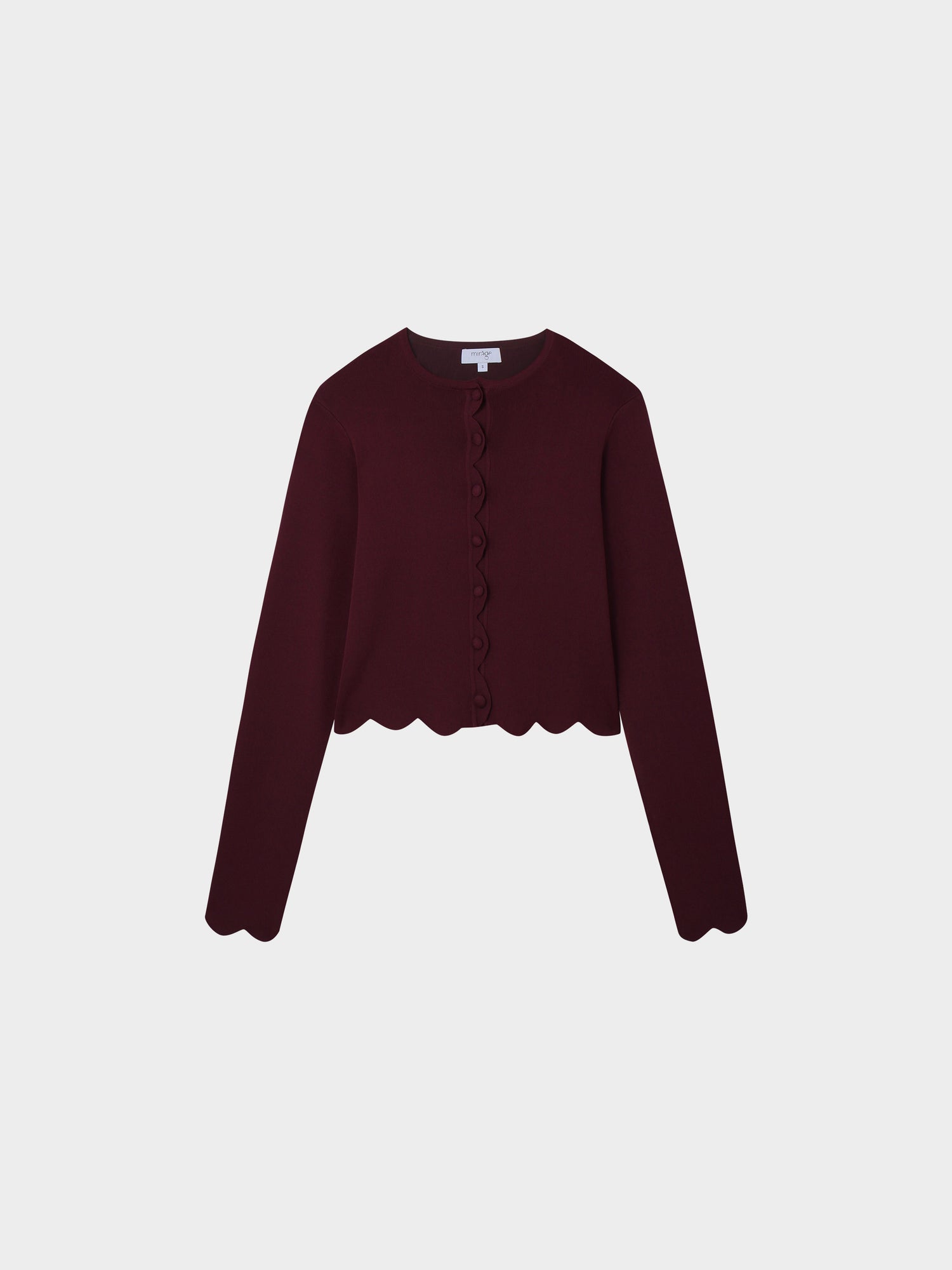 Scallop Edge Crew Cardigan SHORT-Wine