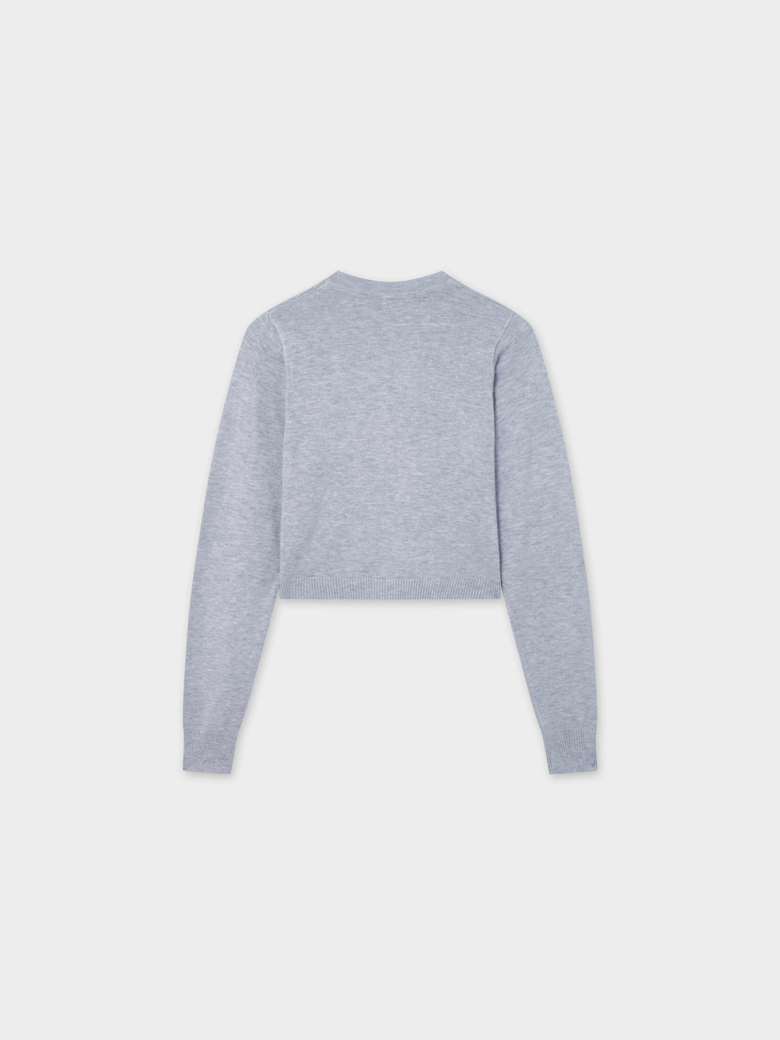 Solid Crew Crop Cardigan-Light Grey