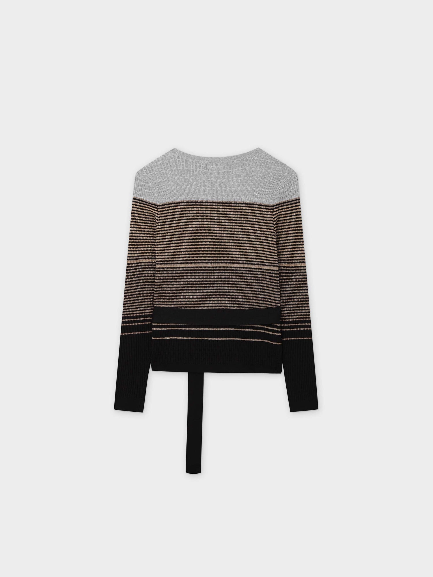 Lurex Stripe Wrap Sweater SET-Gold/Silver/Black