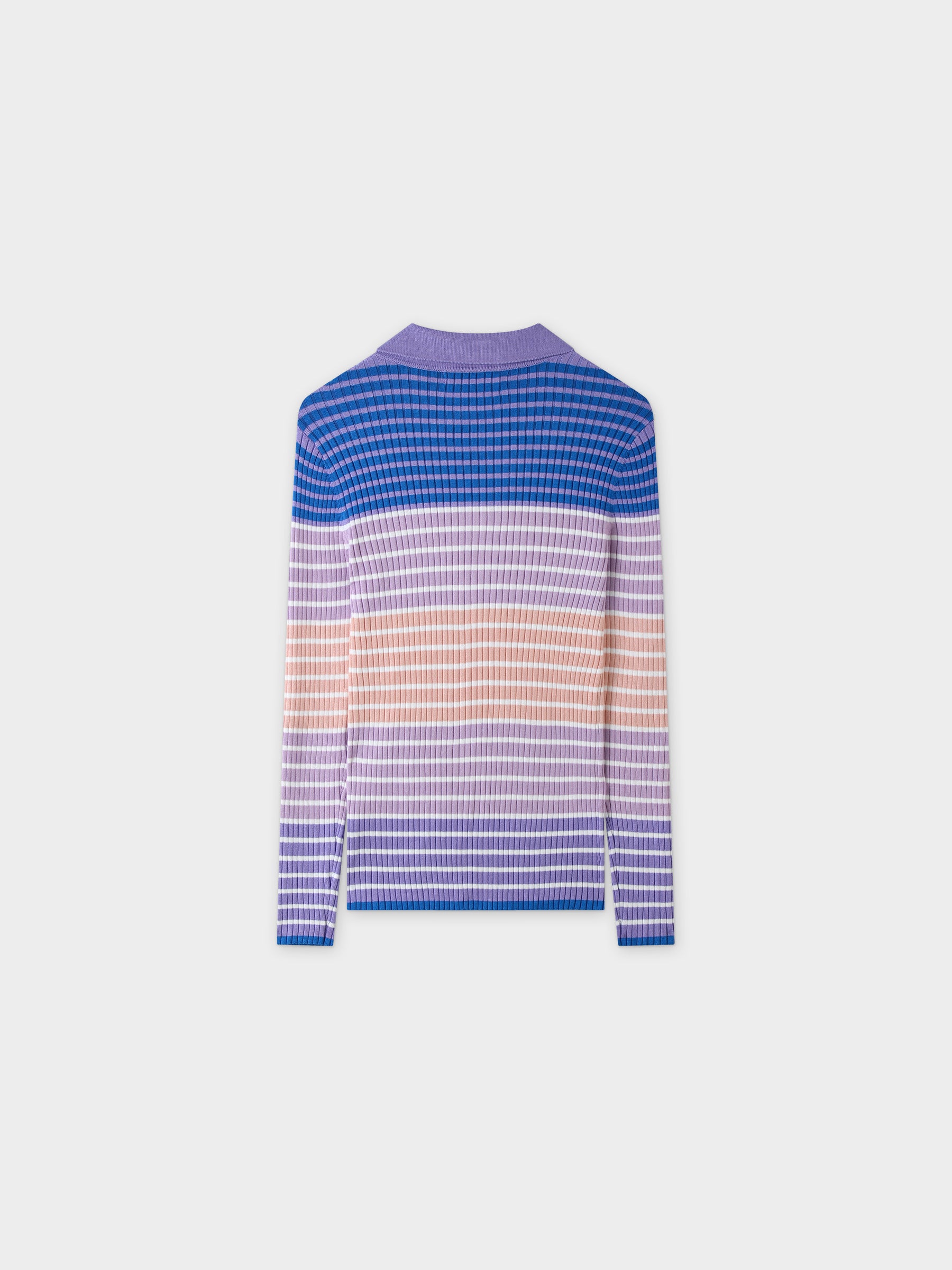 Ribbed Striped Polo Sweater-Shades of Purple