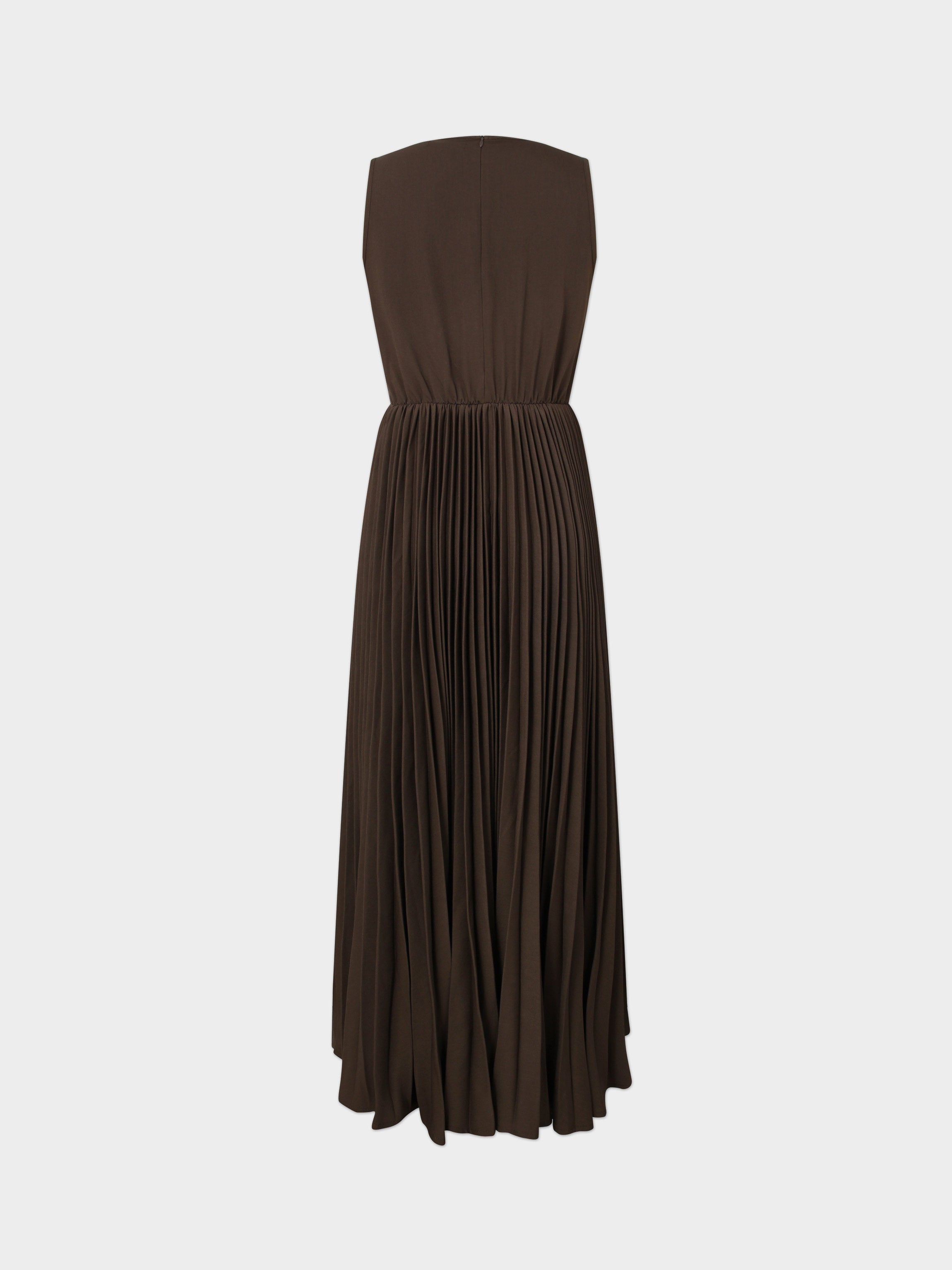 Pleated Slip Dress-Brown