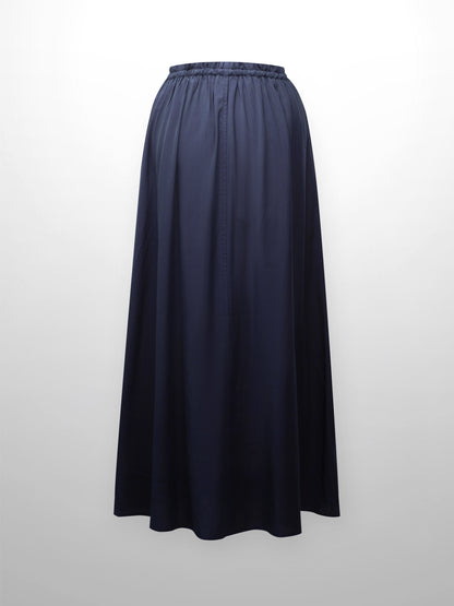 DRAWSTRING RUFFLE SKIRT-NAVY
