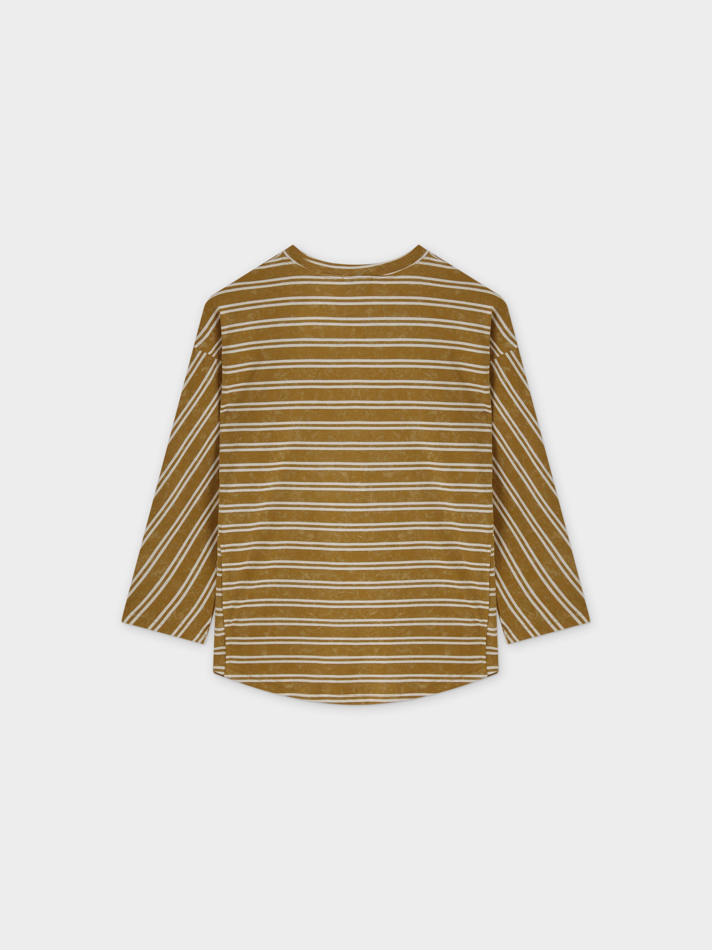 Striped Boxy Tee-Washed Tan